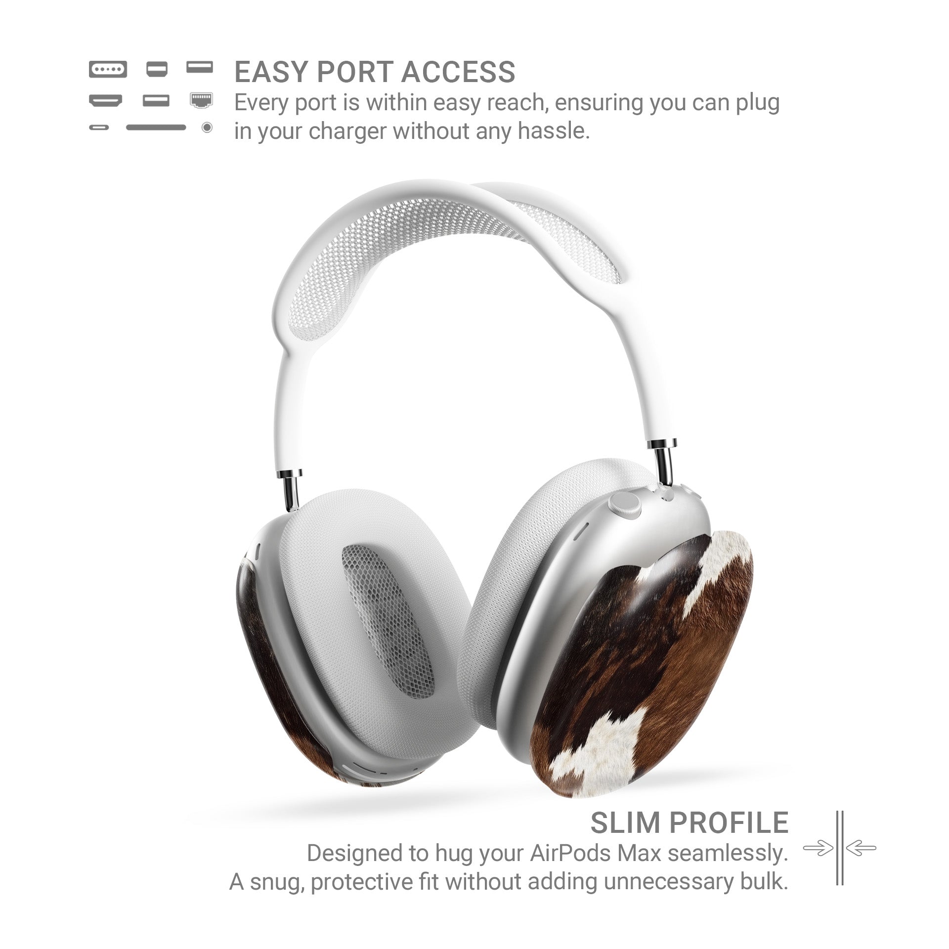 Stylish cow print AirPods Max protective cover