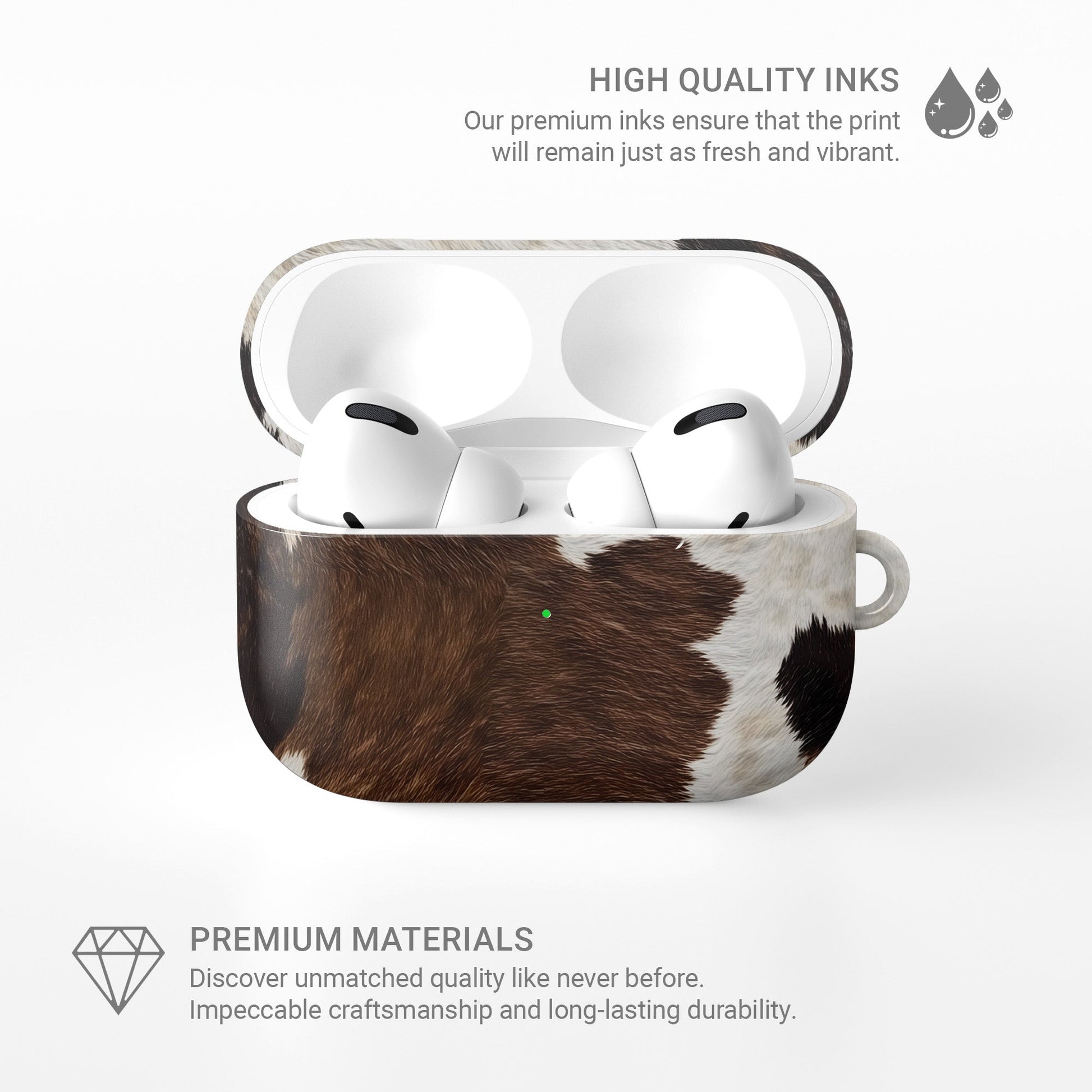 Designer tough AirPods Pro case with cowhide pattern
