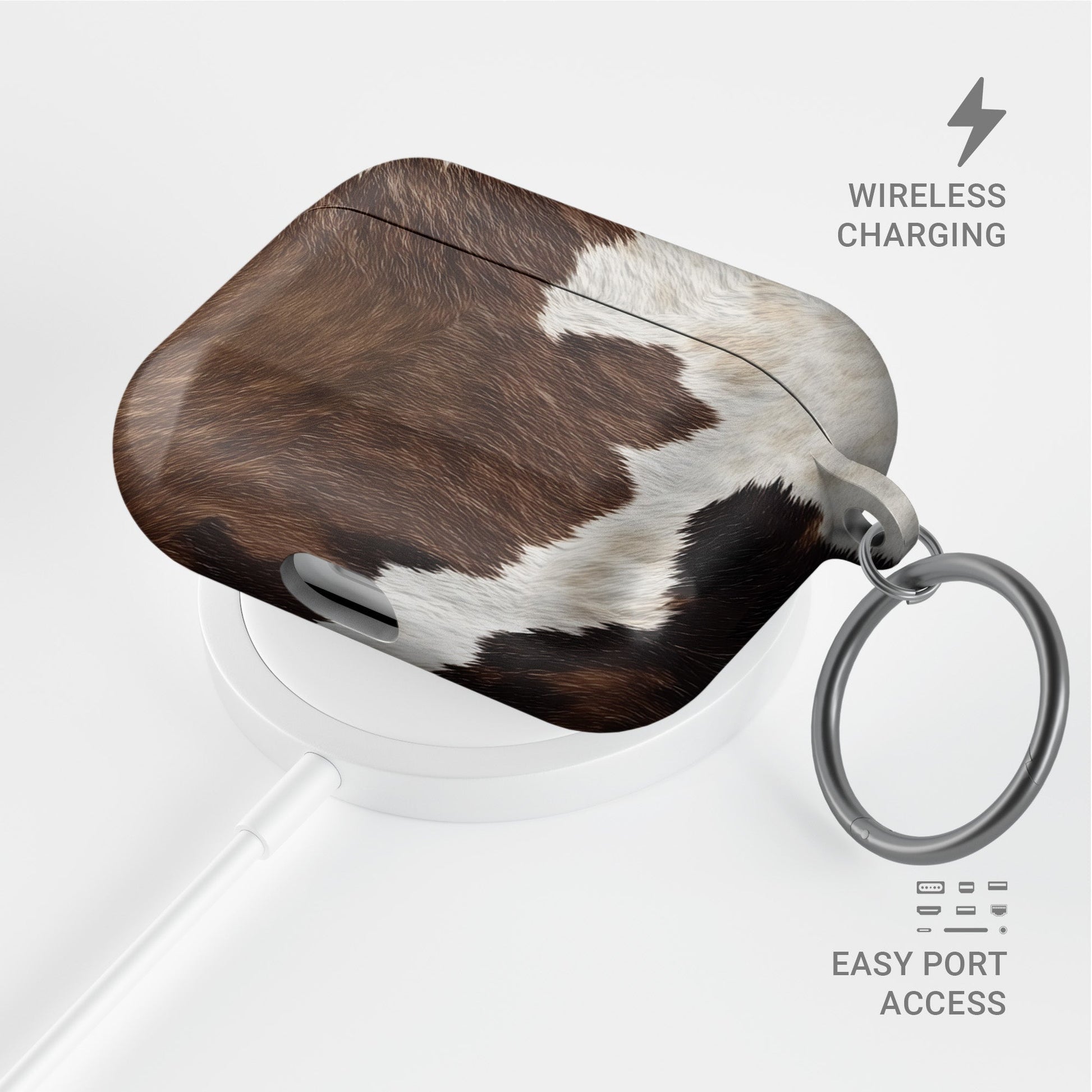 Designer tough AirPods Pro case with cowhide pattern