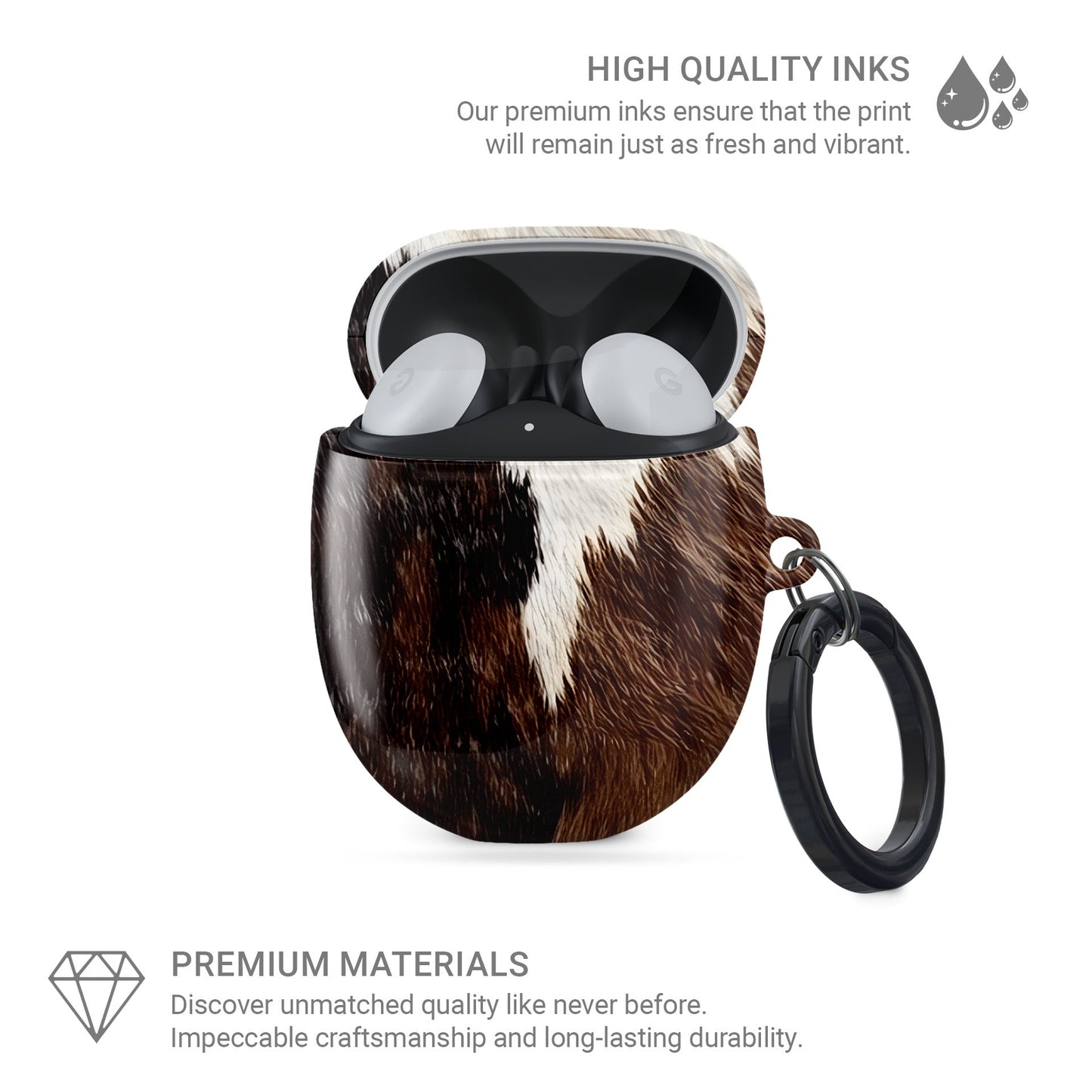 Hide & Seek rustic cow print Google Pixel Buds case