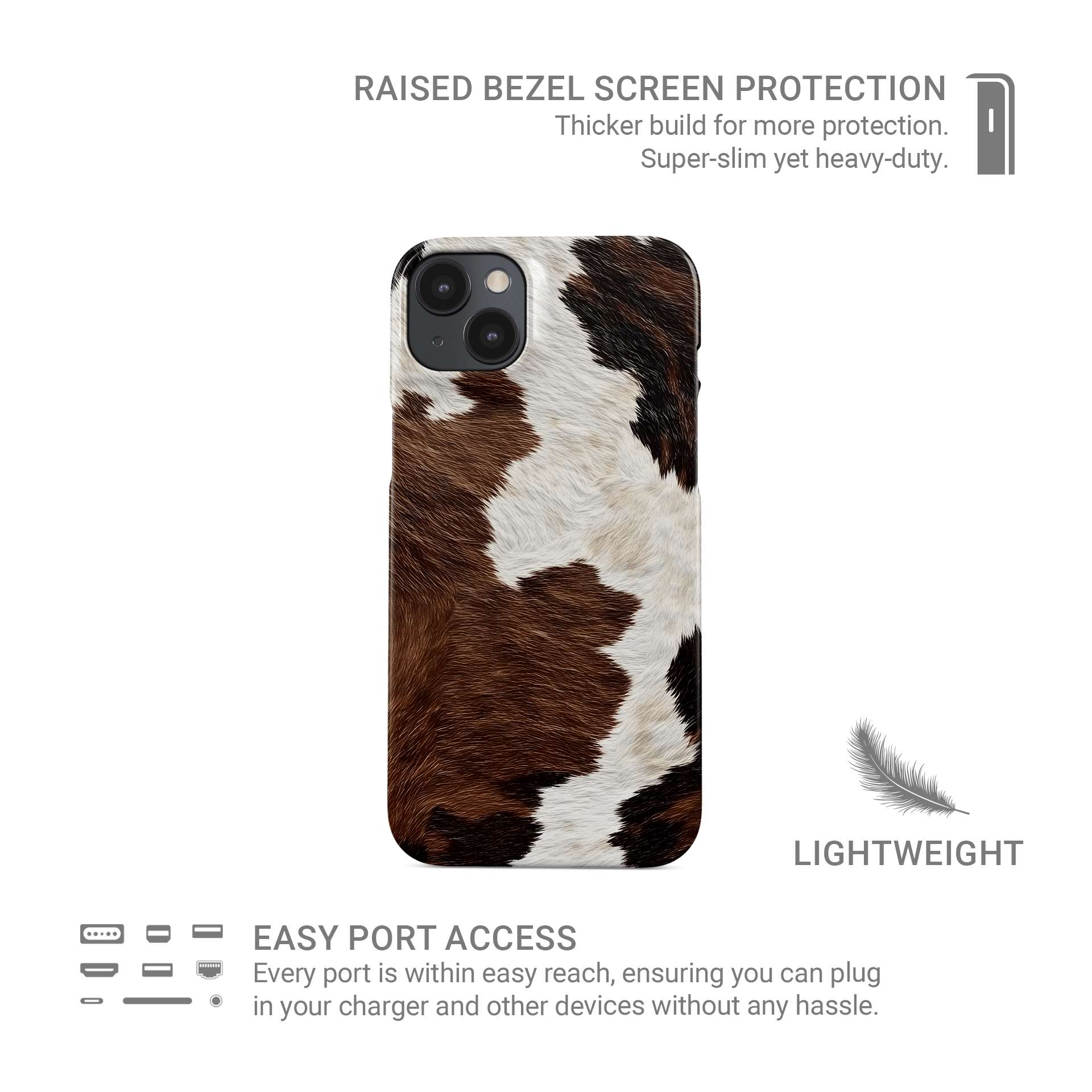 Autumn protective phone case with cow print