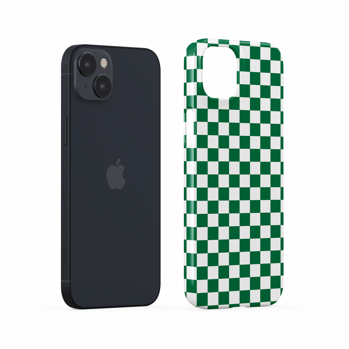 Green checkered snap phone case – Matcha Grid design from the Checkmate Collection, aesthetic slim phone case for iPhone, Samsung and Google Pixel