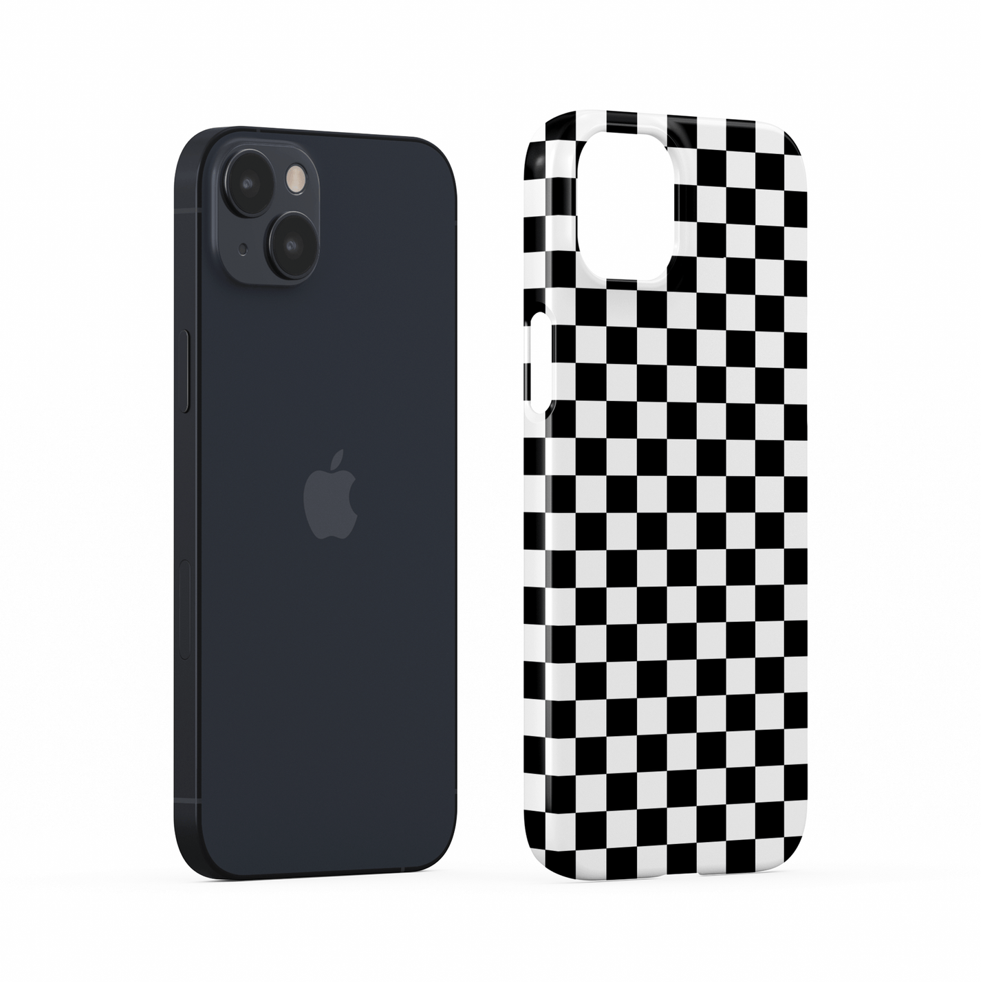 Black and white checkered snap phone case – Mono Grid design from the Checkmate Collection, trendy minimal phone case for iPhone, Samsung and Google Pixel