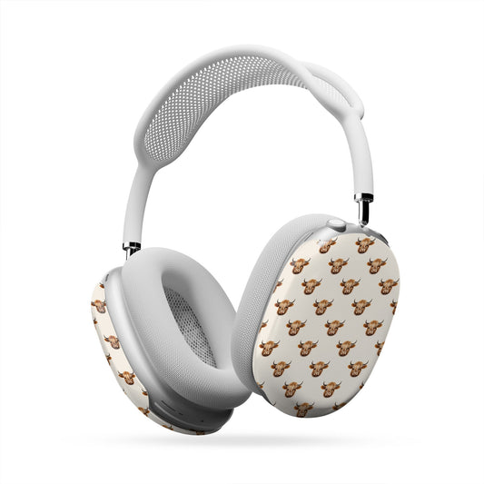 Designer AirPods Max case with Highland cow artwork