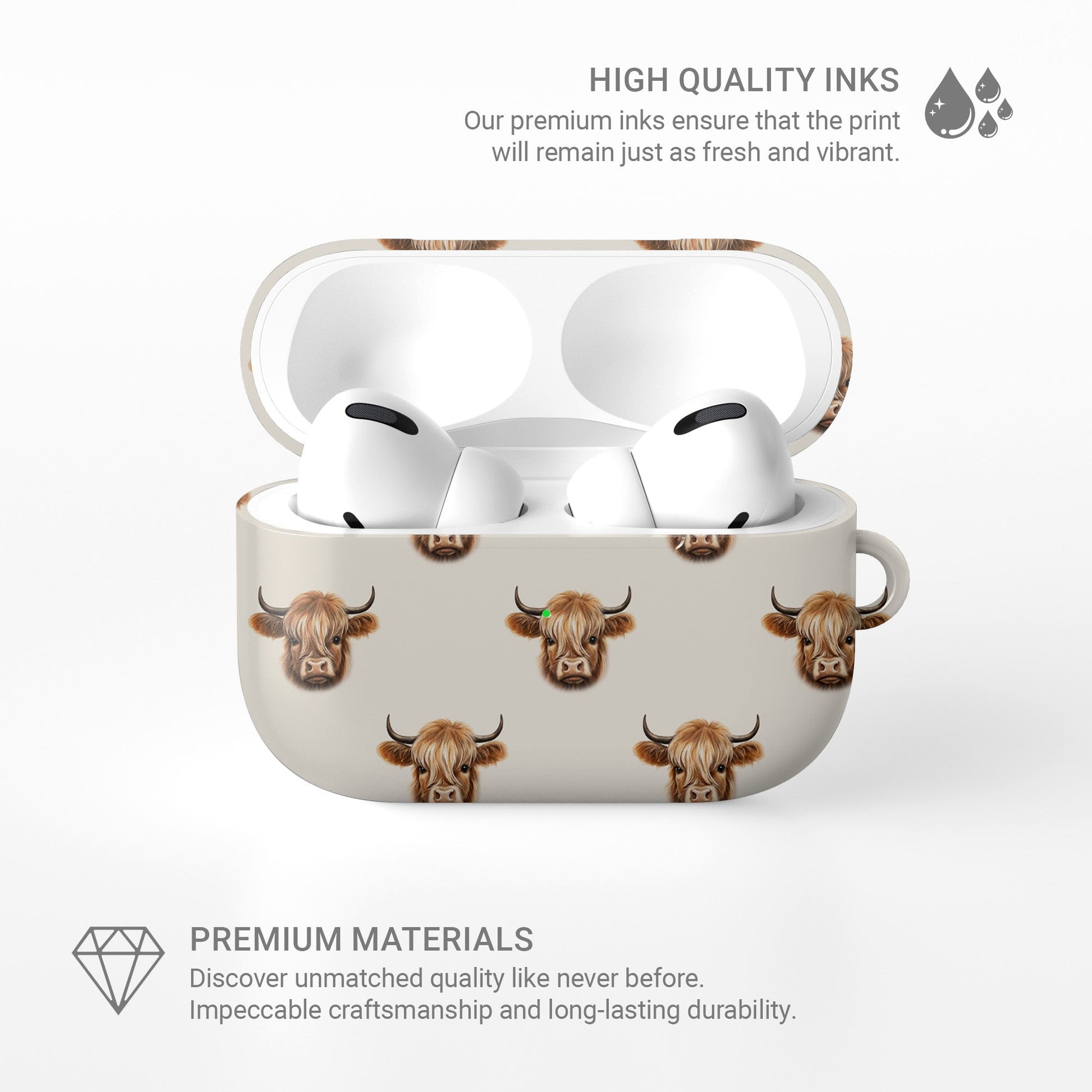 Moo-na Lisa Highland cow designer AirPods case
