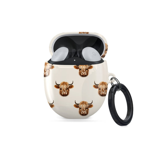 Stylish autumn Pixel Buds accessory rustic cow pattern