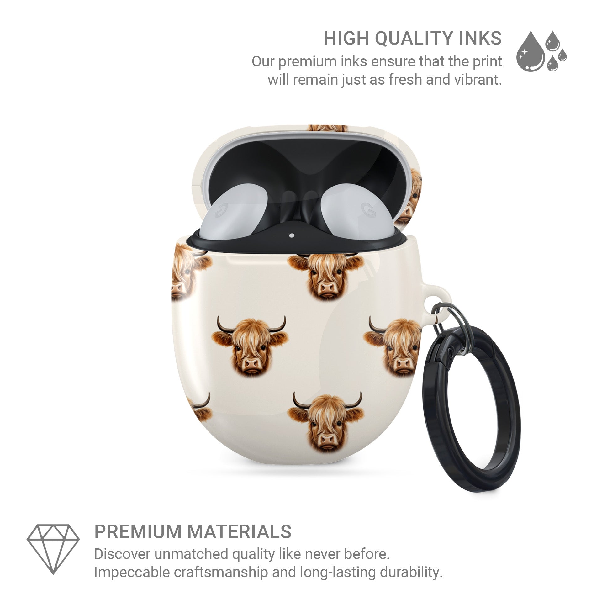 Stylish autumn Pixel Buds accessory rustic cow pattern