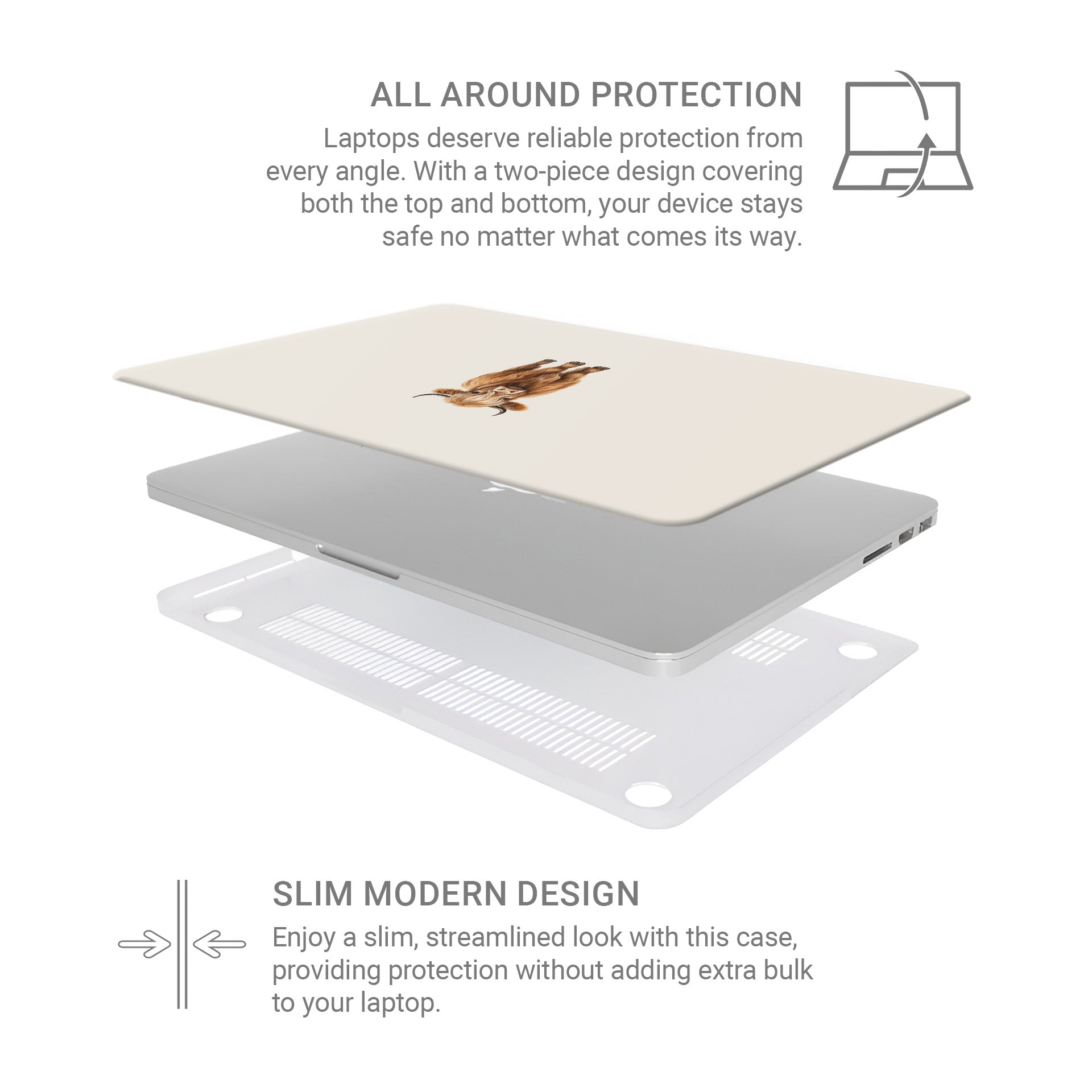 MacBook Case with quirky Highland cow portrait design