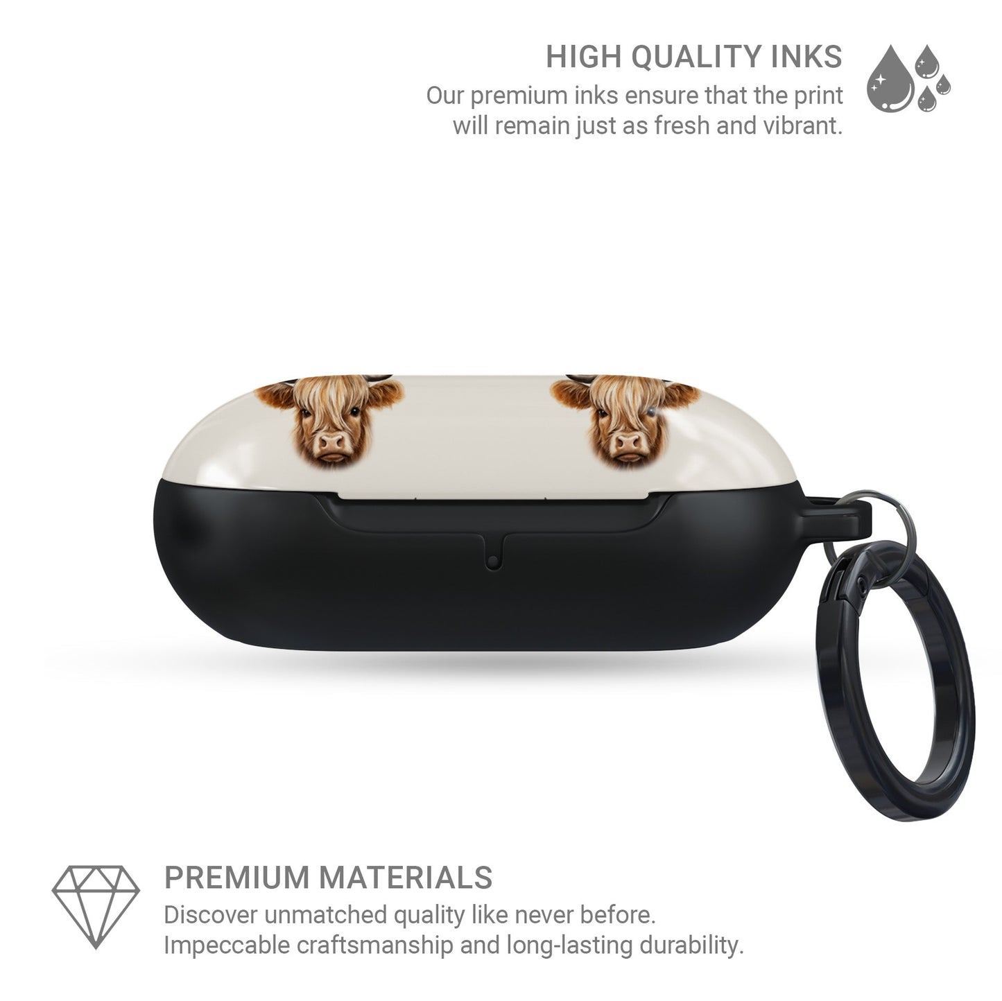 Quirky Galaxy Buds cover with Highland cow faces