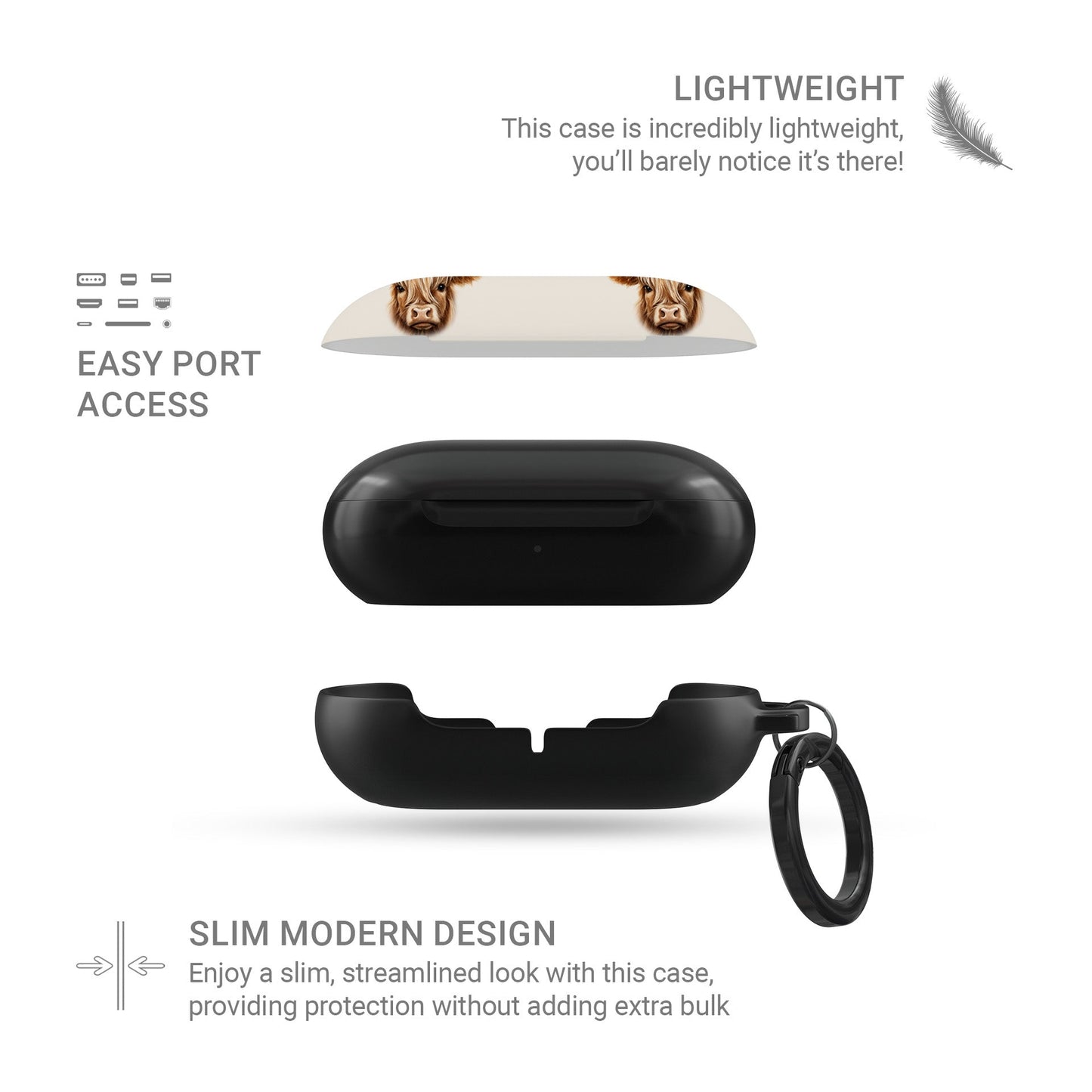 Quirky Galaxy Buds cover with Highland cow faces