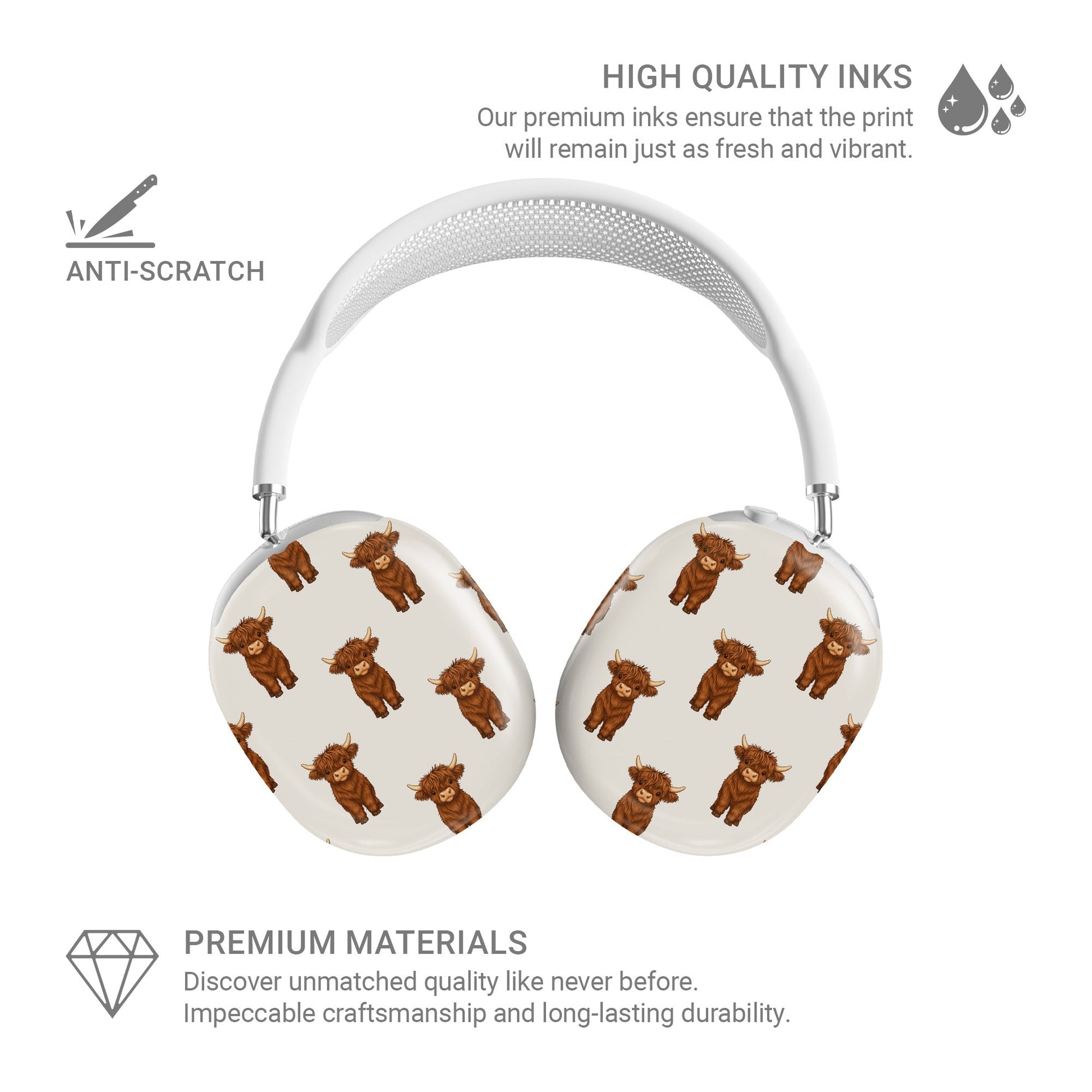 Cute AirPods Max cover with Highland cow print