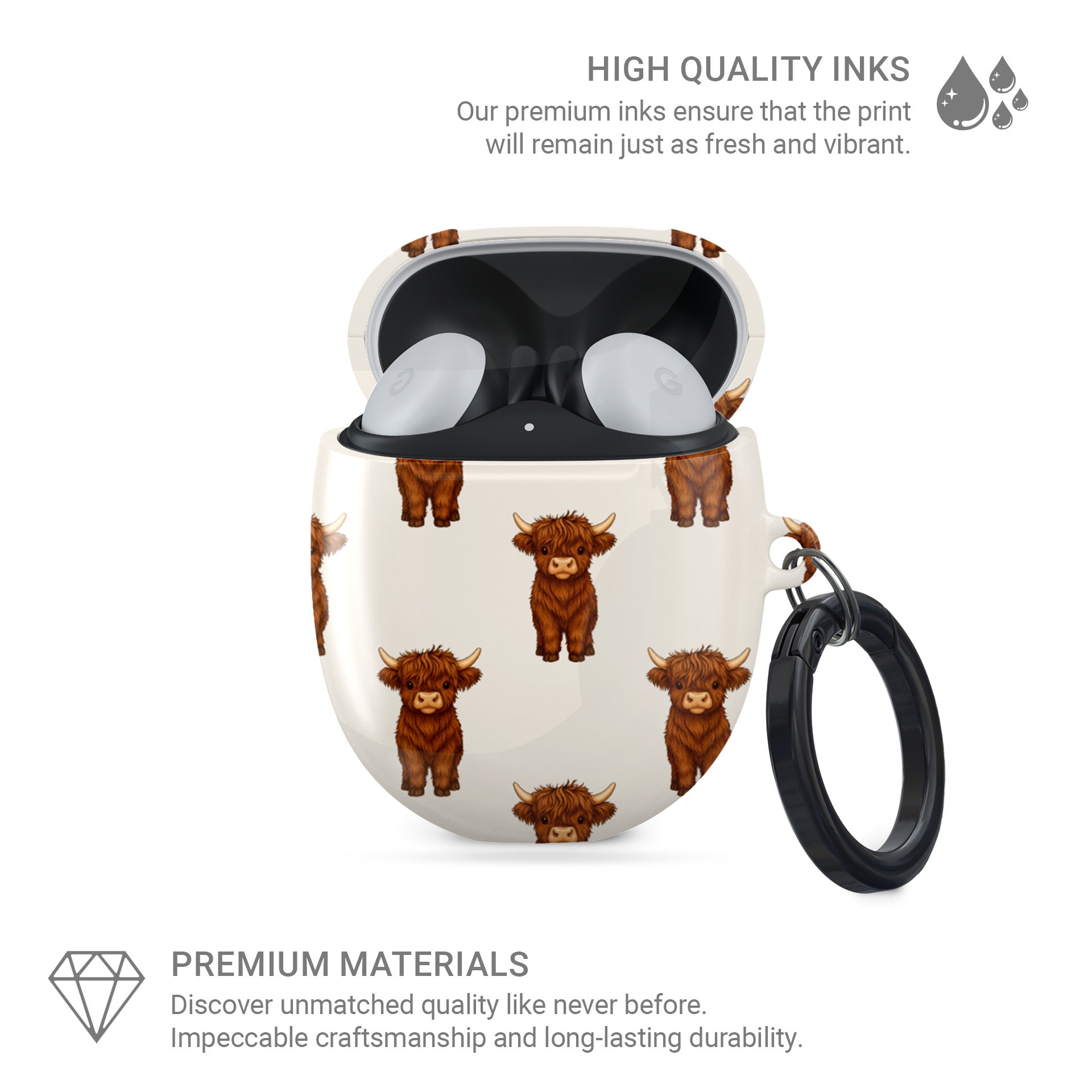 Cute cow print Pixel Buds case design