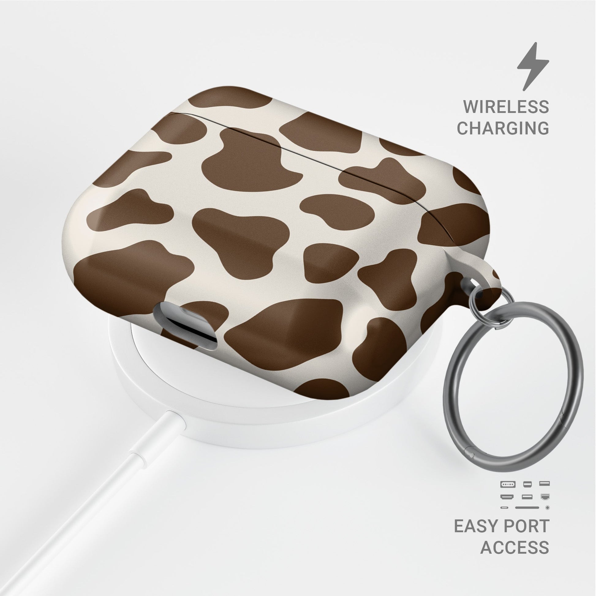 Moocha Latte coffee-inspired cow print AirPods case