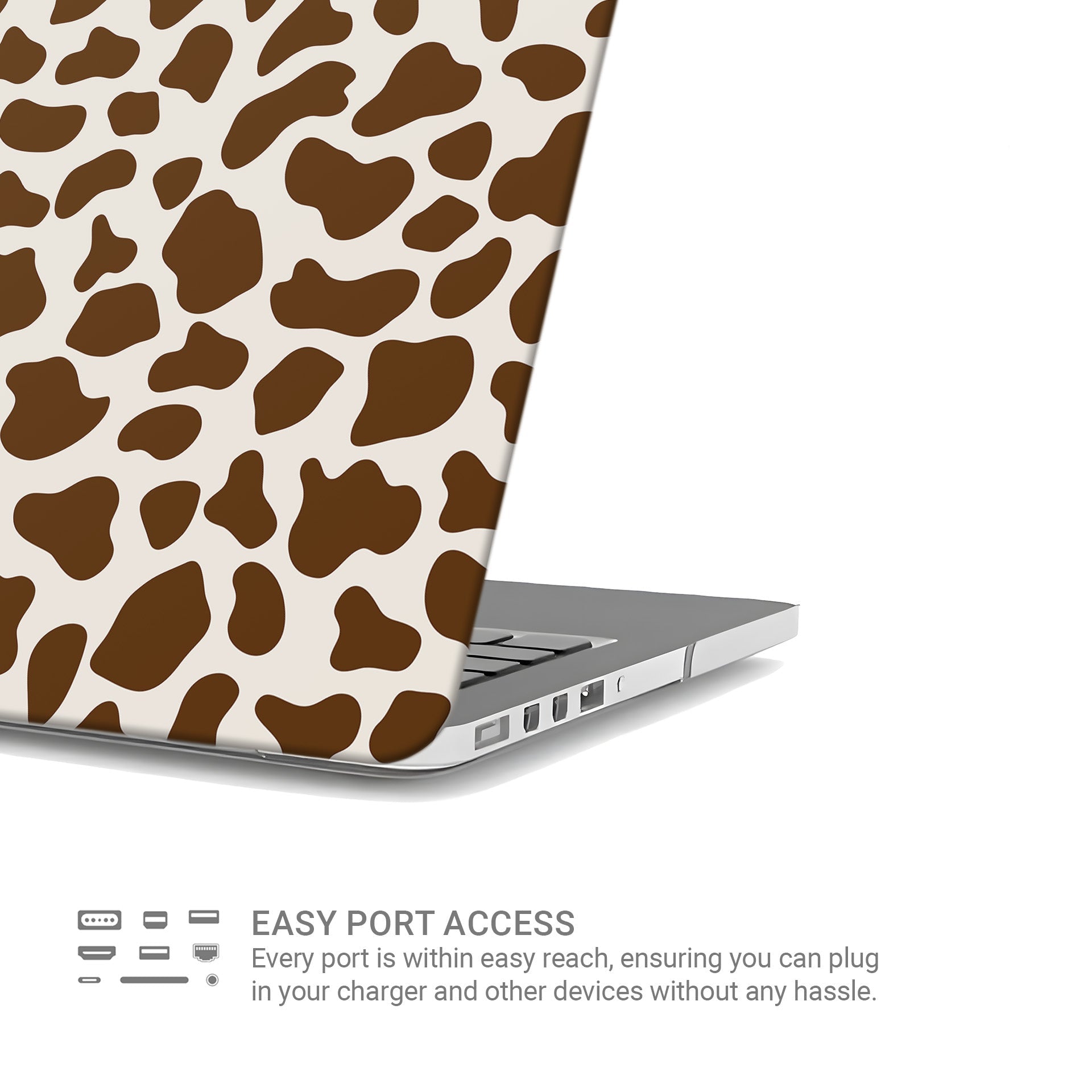 Moocha Latte MacBook Case with coffee cow print design