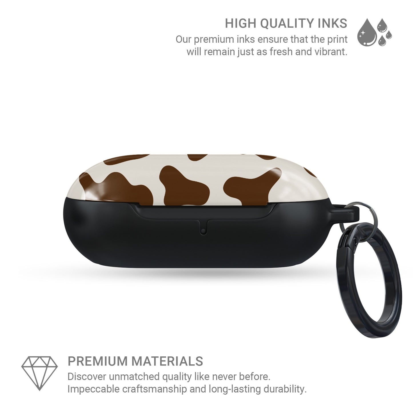 Cute brown and cream cow print Galaxy Buds cover