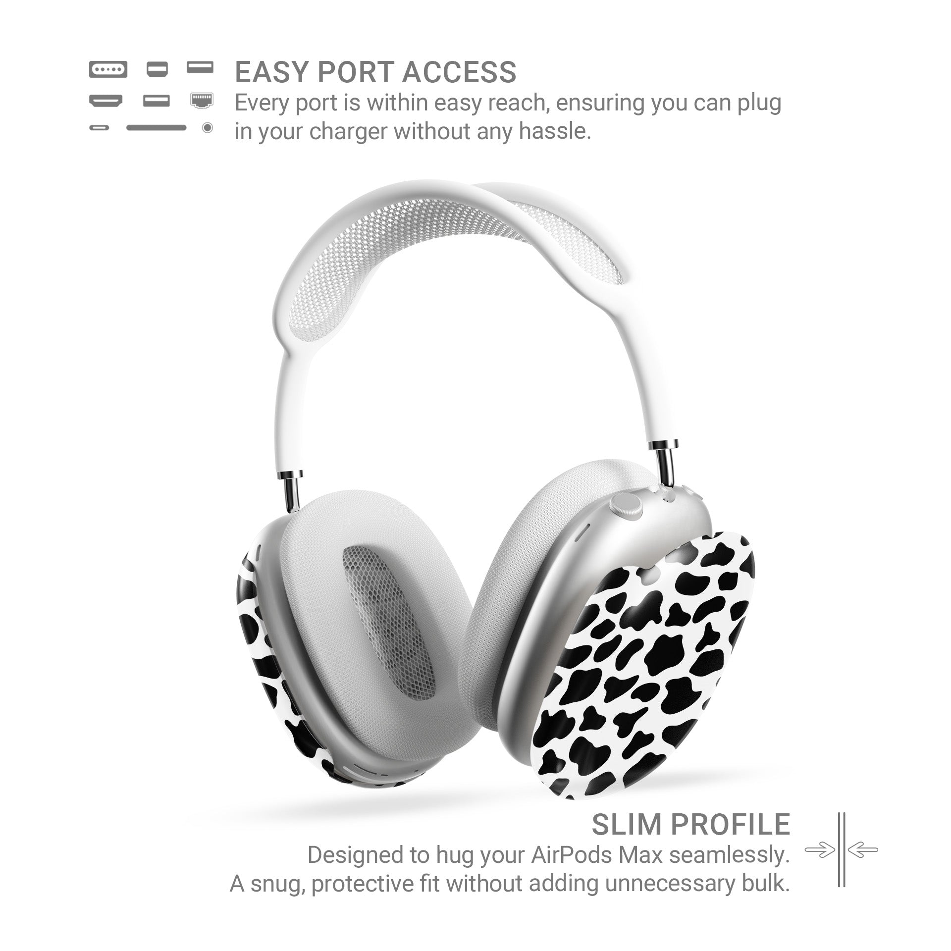 Stylish monochrome AirPods Max protective cover