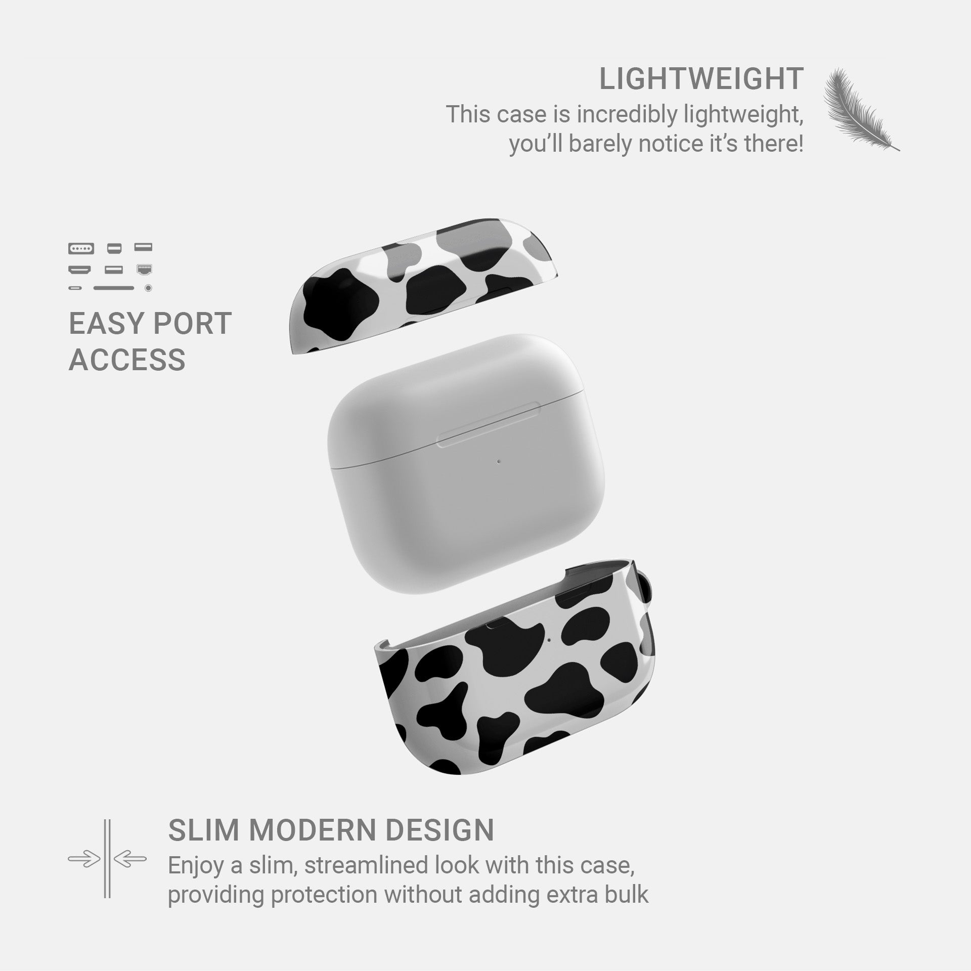 Stylish cow print AirPods case, autumn collection