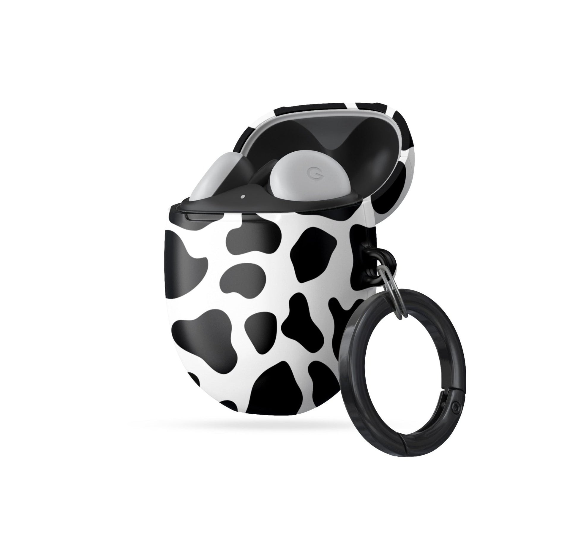 Mootique Noir black and white cow print Google Pixel Buds case