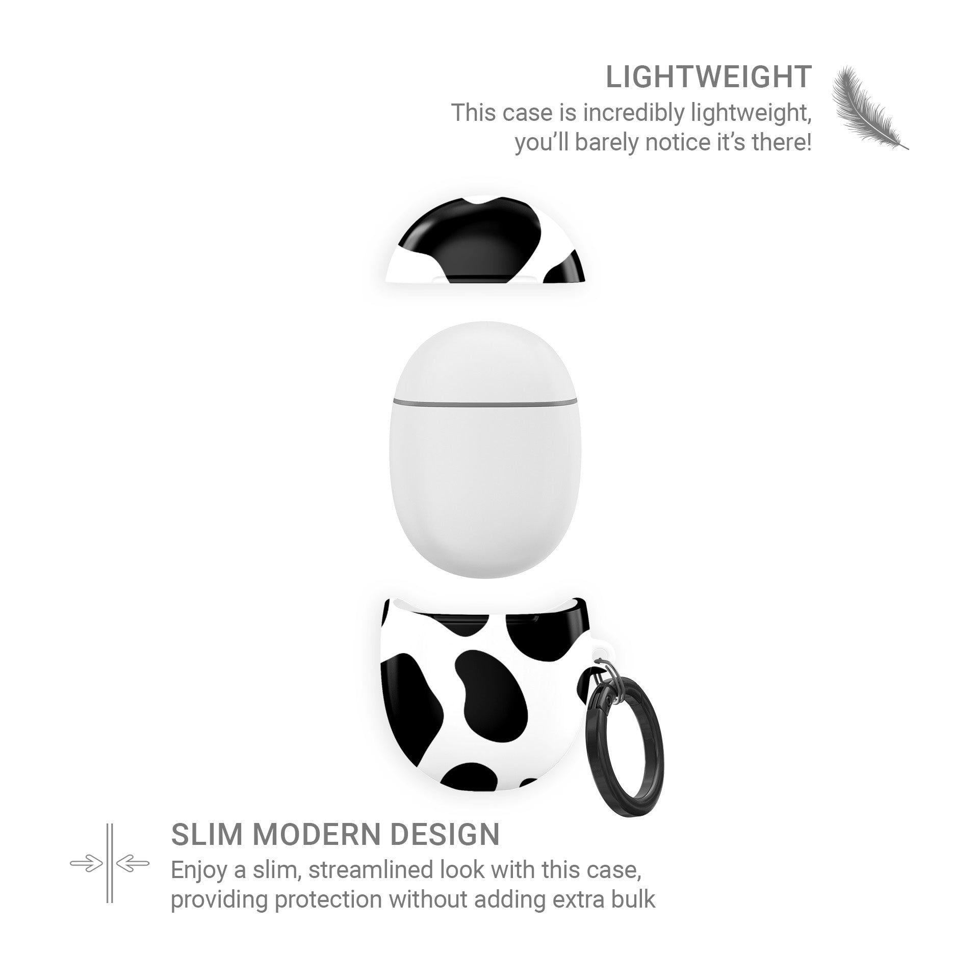 Mootique Noir black and white cow print Google Pixel Buds case