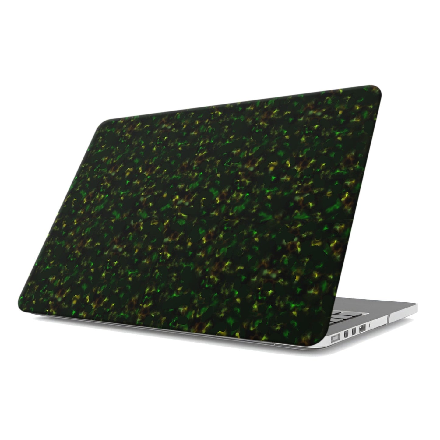 Obsidian Moss MacBook Case in matte green and gold marble design – slim protective laptop cover from Case & Charm.