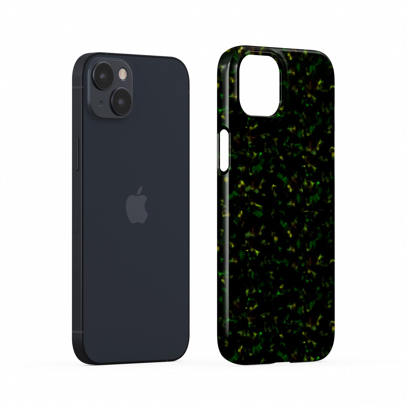 Obsidian Moss Snap Protective Phone Case in glossy green and gold marbled design – Ink and Ember Collection by Case & Charm
