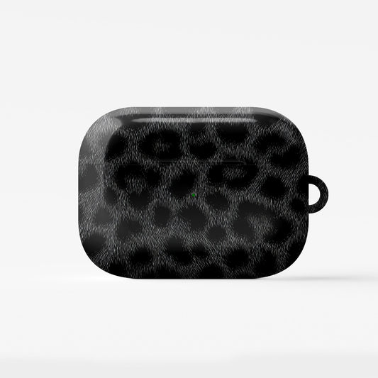 Panthera Eclipse black leopard print AirPods Tough Case with glossy finish, slim single-layer shell, and everyday impact-resistant design.