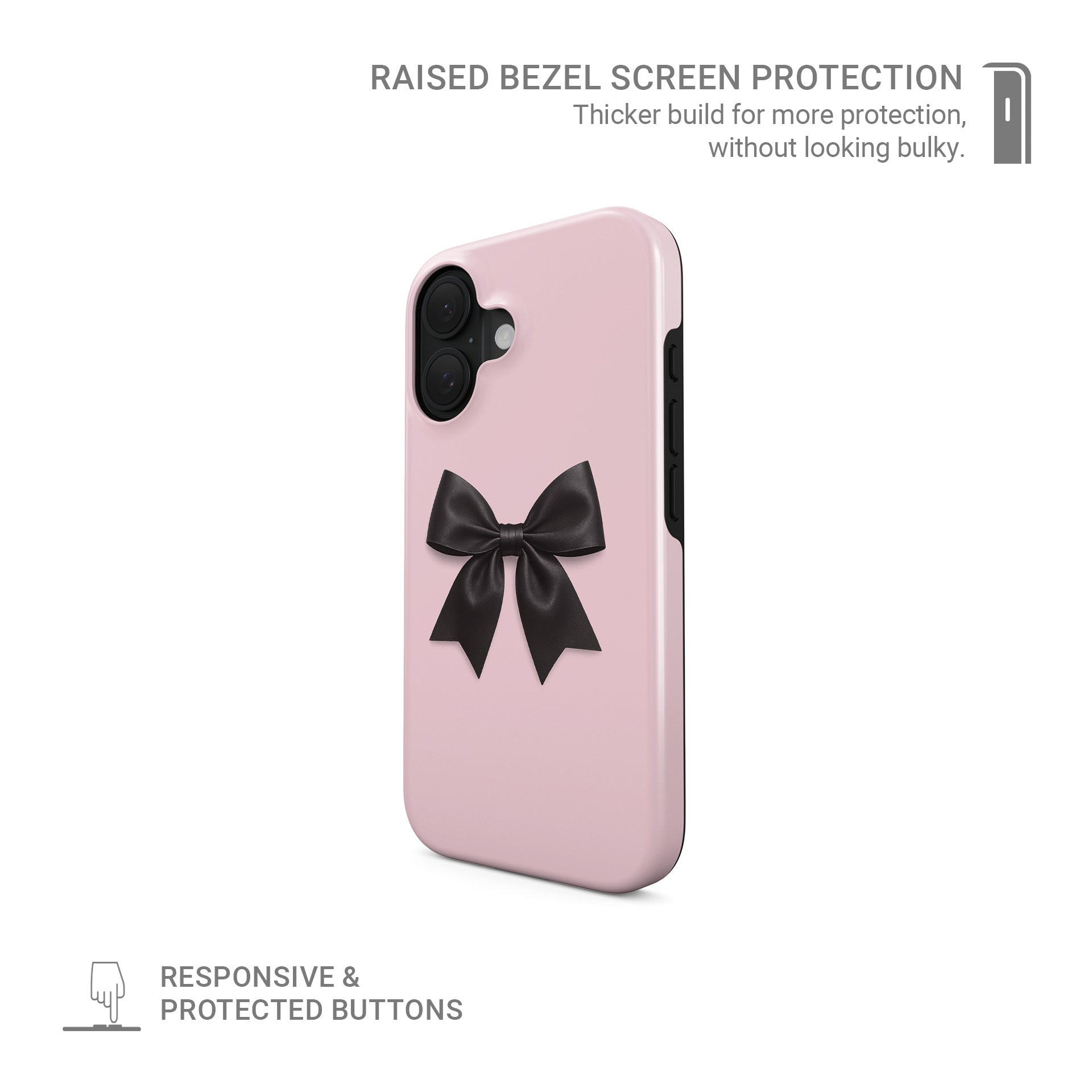 Chic designer MagSafe phone case featuring bold black ribbon bow