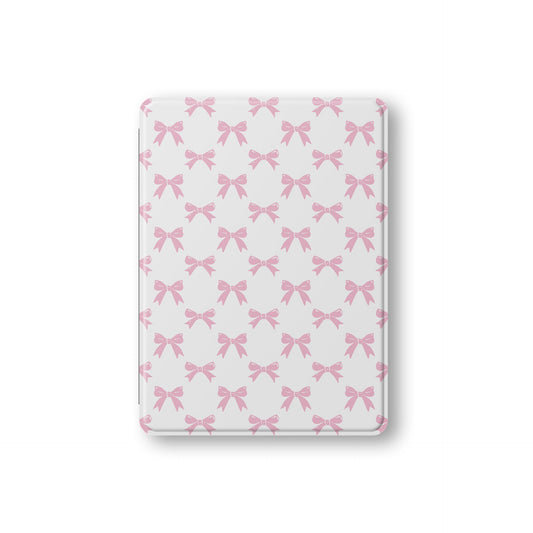 Pastel Confetti iPad Case with pink bows on white background – slim, protective, lightweight tablet cover with Apple Pencil slot and coquette design.