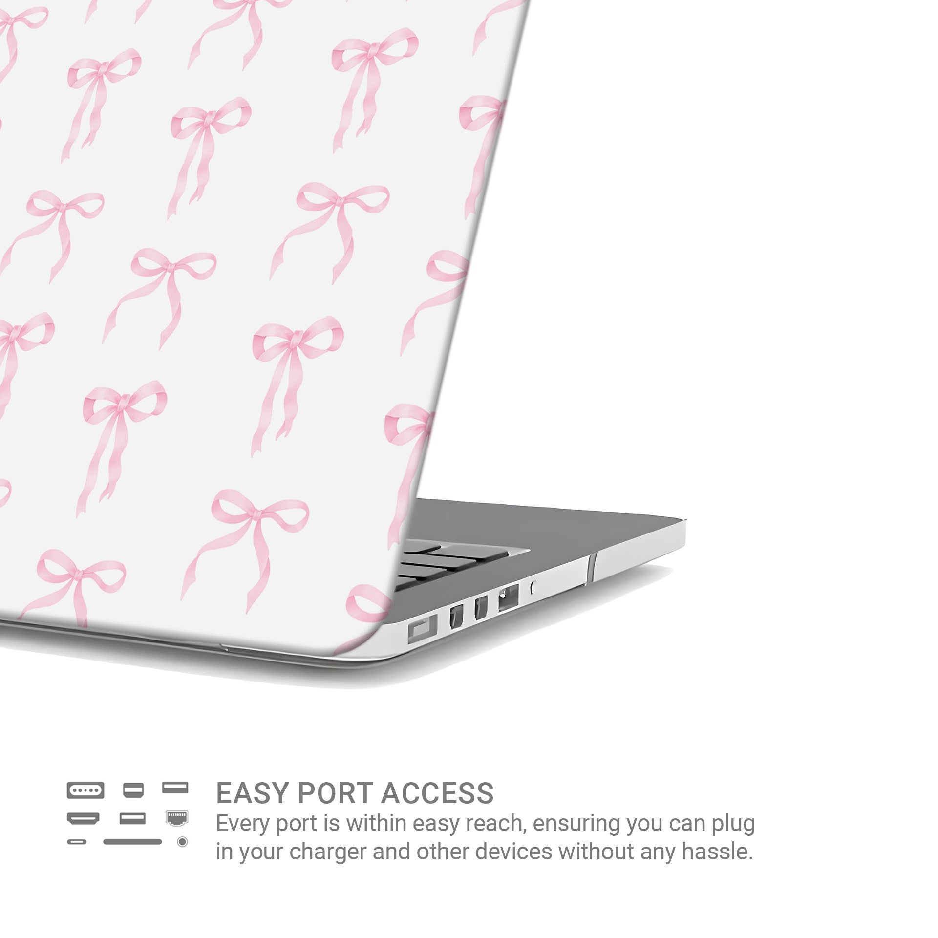 Pastel Confetti MacBook Case with pink ribbon bow design