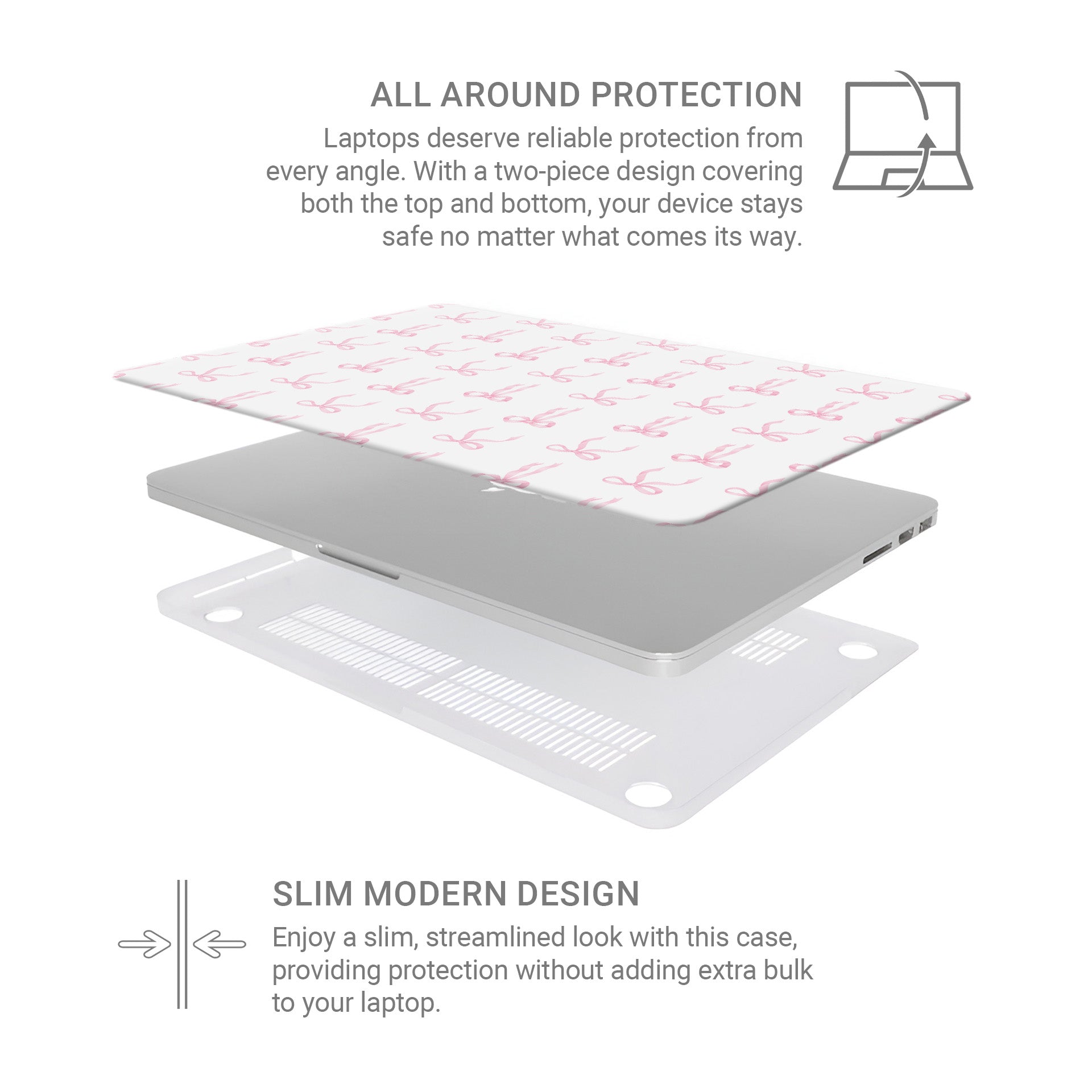 Pastel Confetti MacBook Case with pink ribbon bow design