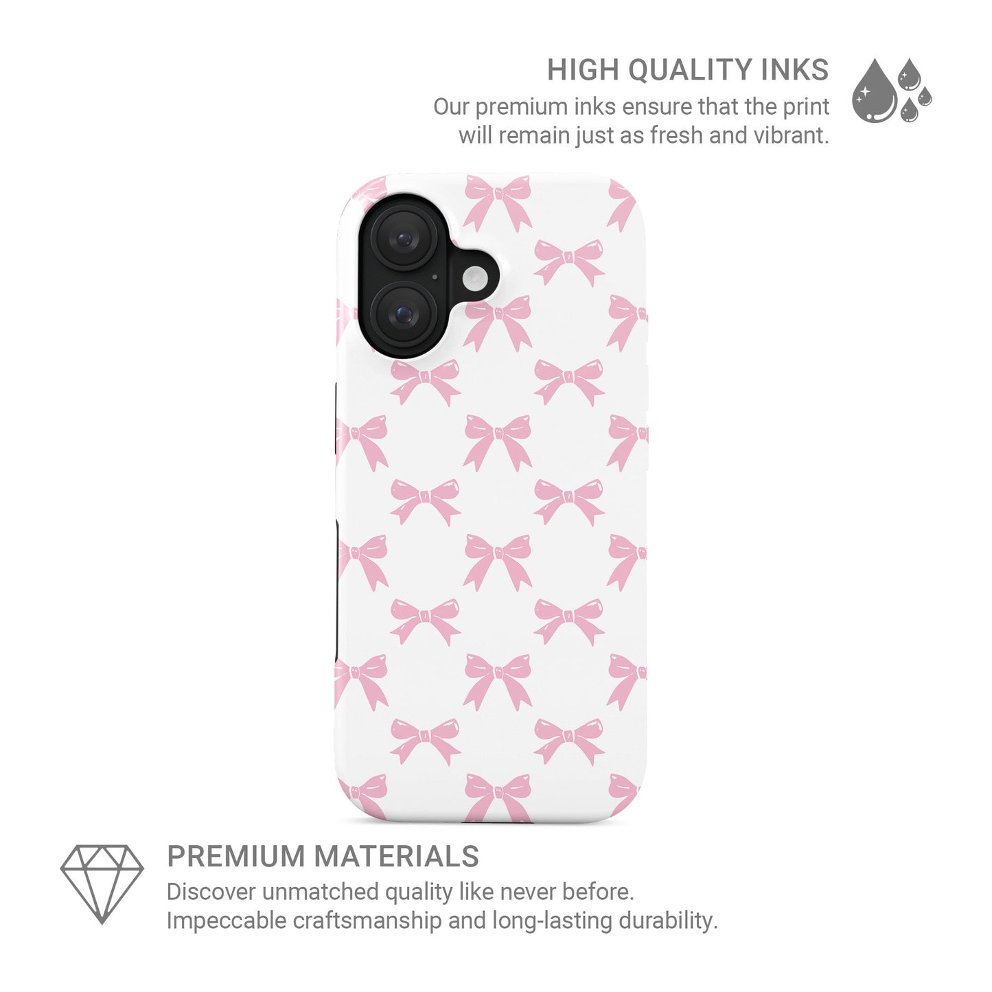 Cute feminine MagSafe phone cover with pastel bow pattern