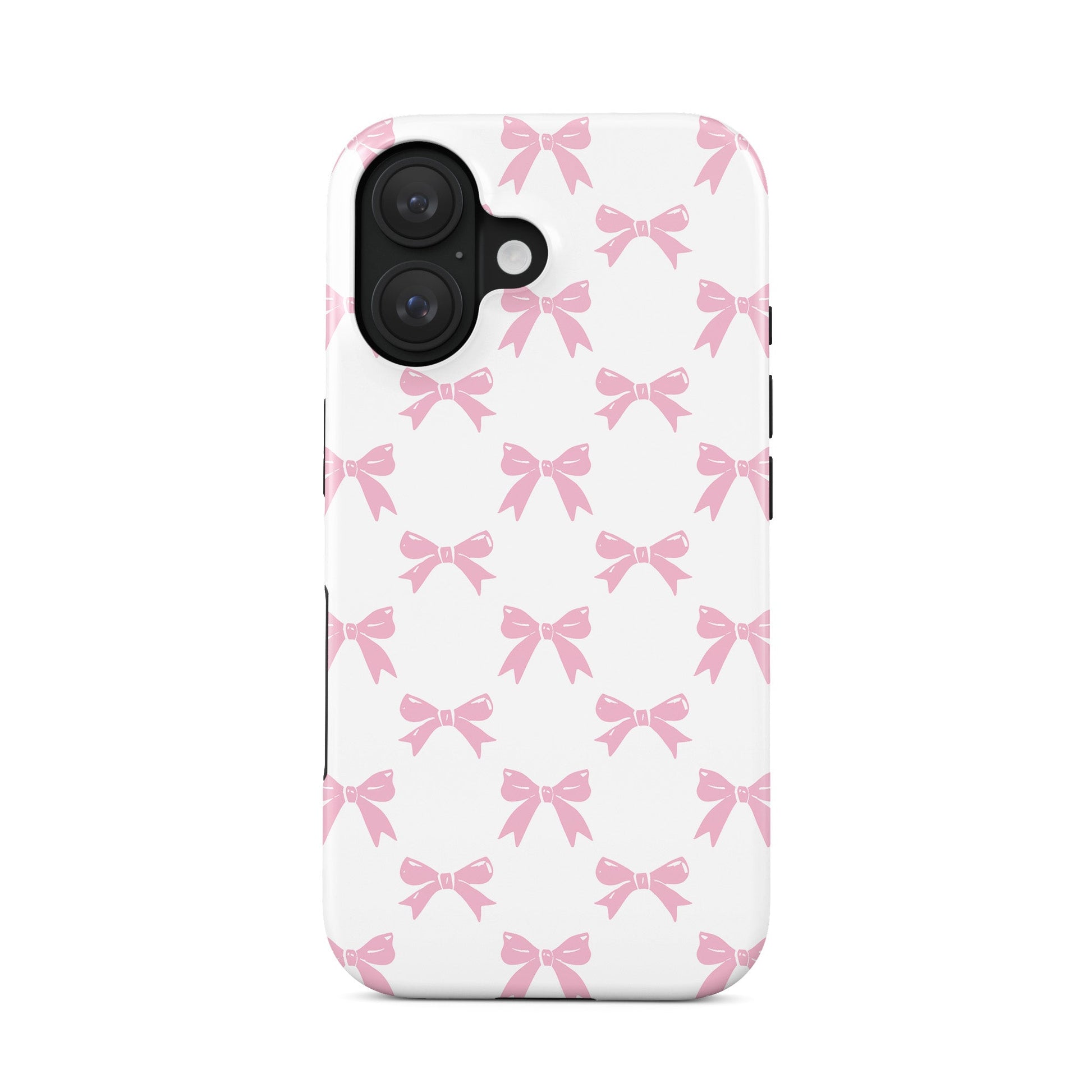 Cute feminine MagSafe phone cover with pastel bow pattern