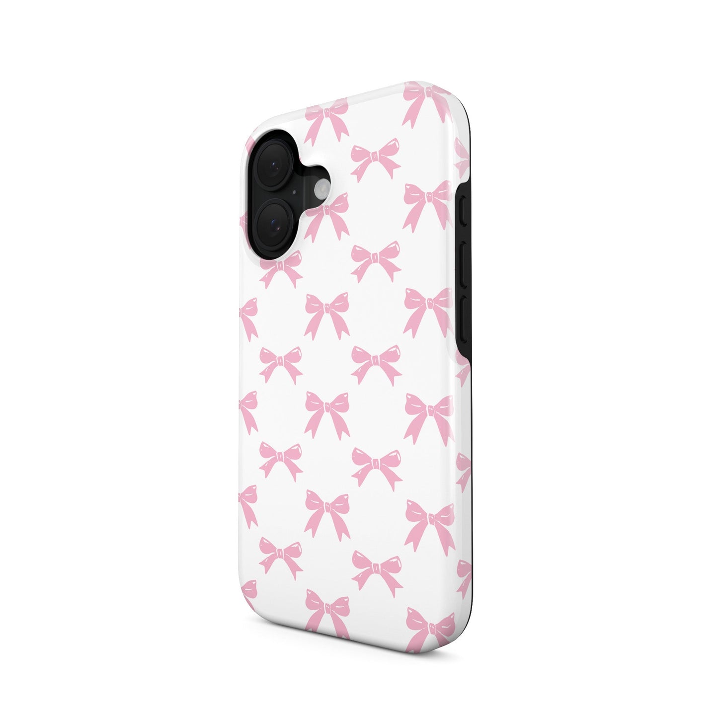 Cute feminine MagSafe phone cover with pastel bow pattern