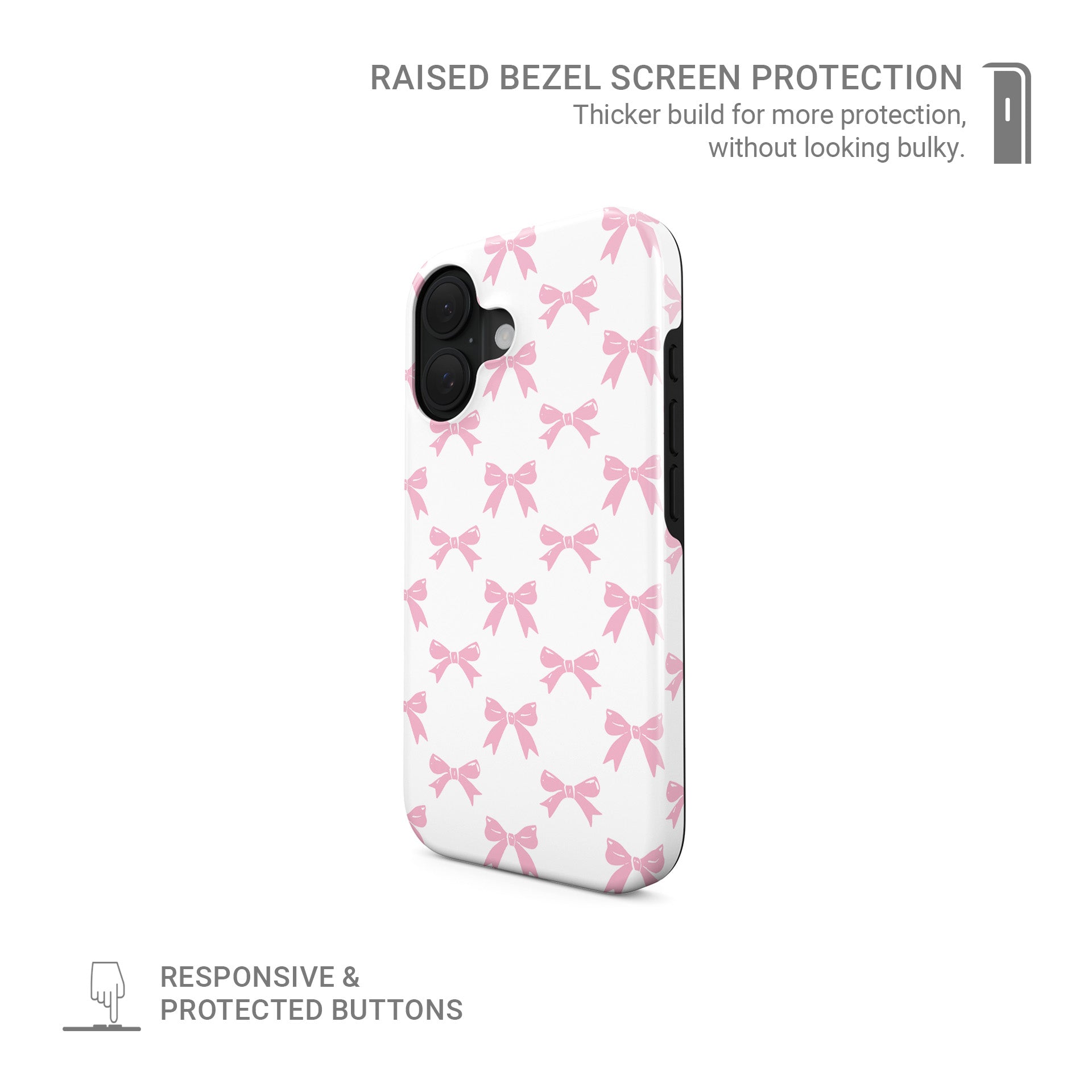 Cute feminine MagSafe phone cover with pastel bow pattern