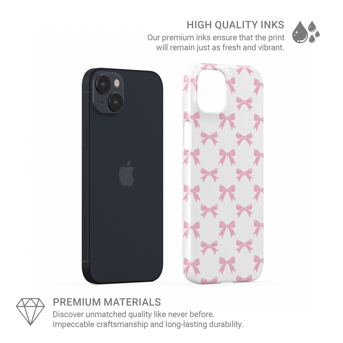 Cute protective Snap phone cover with pink bows
