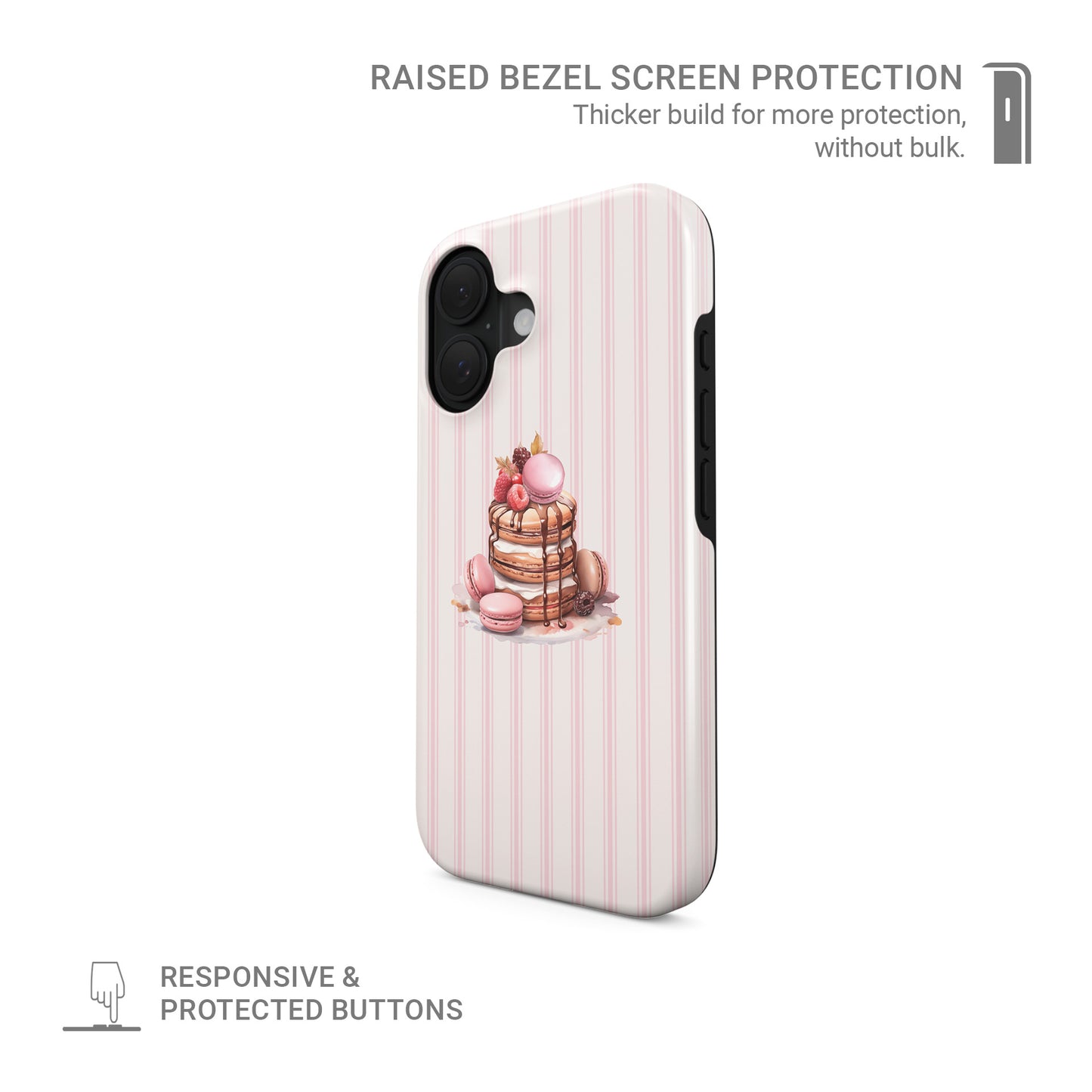 cocktail phone case with martini glasses on blush stripe background cute pink aesthetic iphone 15 case girly drinks design
