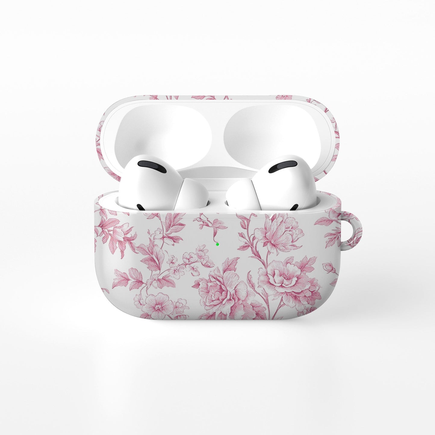 Pink Promise AirPods Case – delicate vintage rose floral design in soft pink with glossy finish, slim and stylish cover for Apple AirPods, Pro, and Pro 2.