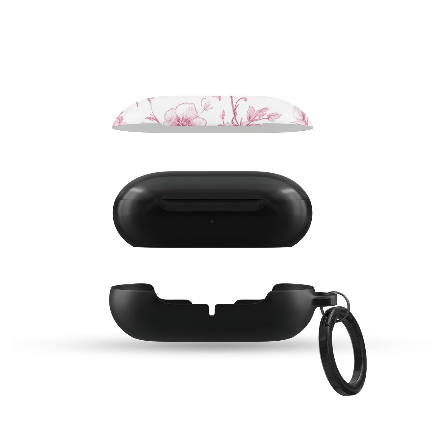 Glossy pink Galaxy Buds case with feminine floral design