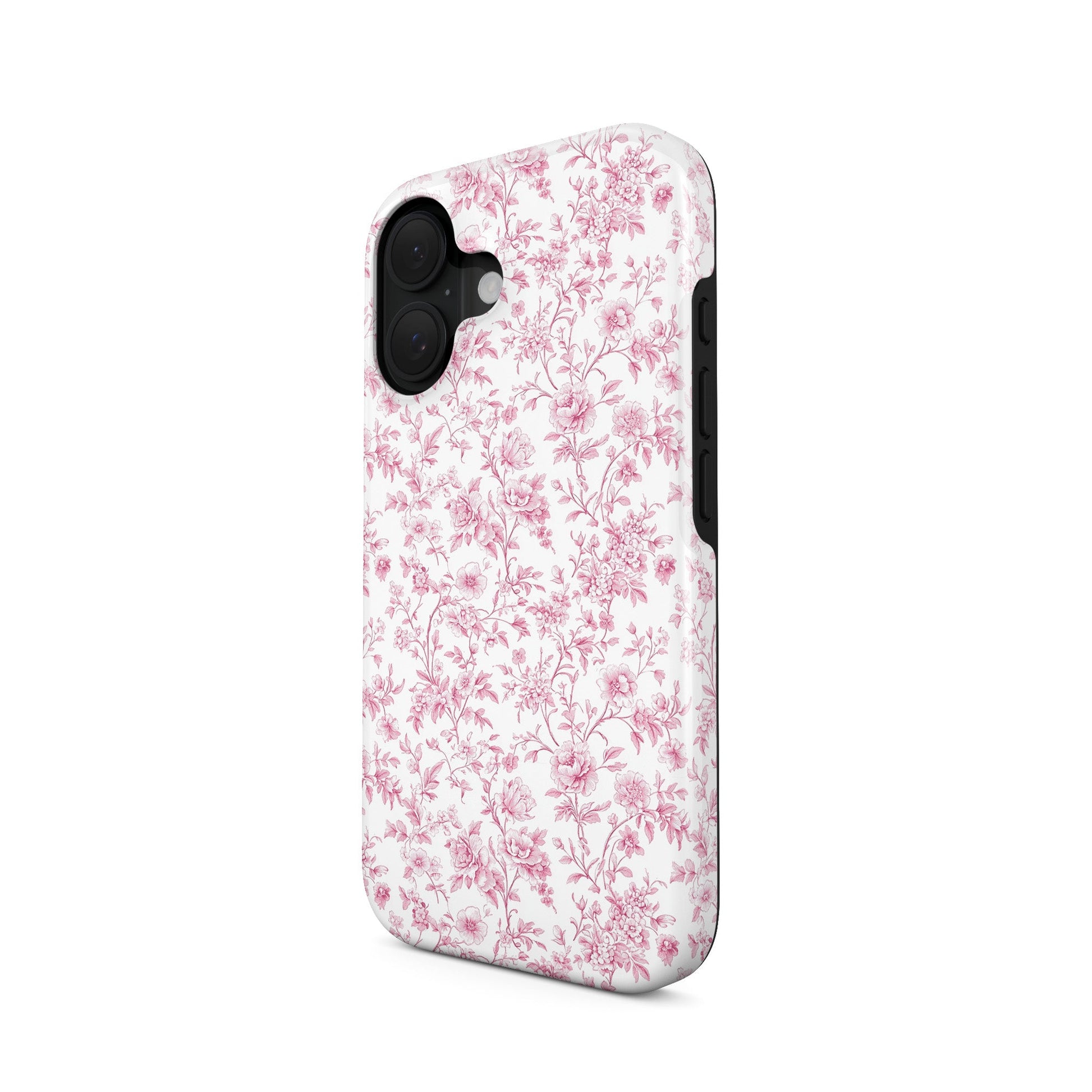 MagSafe Tough Phone Case – dual-layer pink floral design for iPhone
