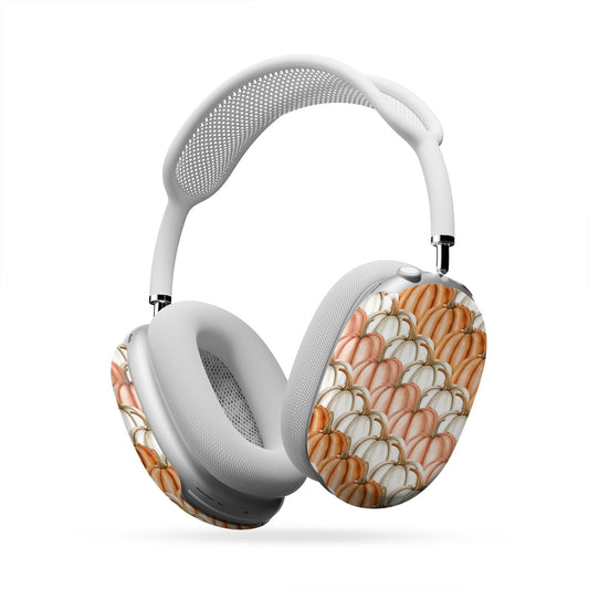 Protective AirPods Max cover in cozy autumn pumpkin pattern