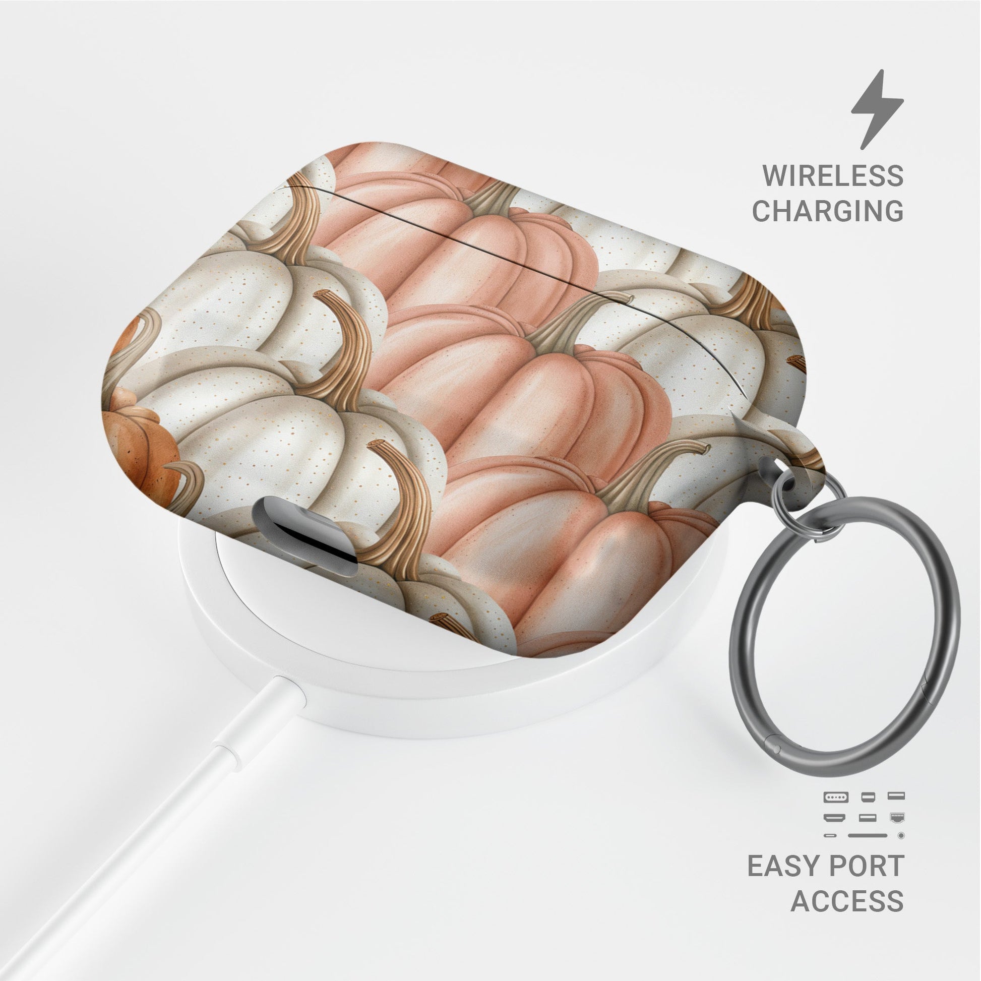 Shockproof fall AirPods case with seasonal pumpkin print