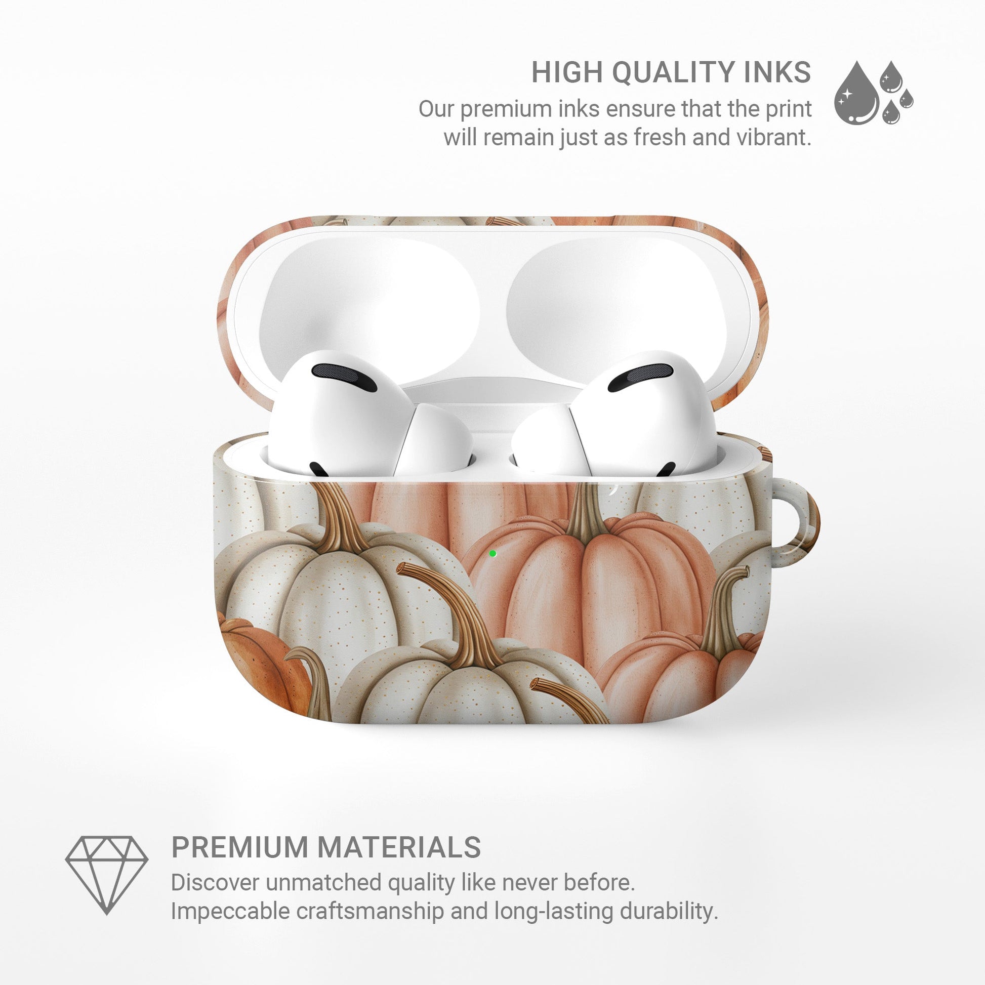 Shockproof fall AirPods case with seasonal pumpkin print