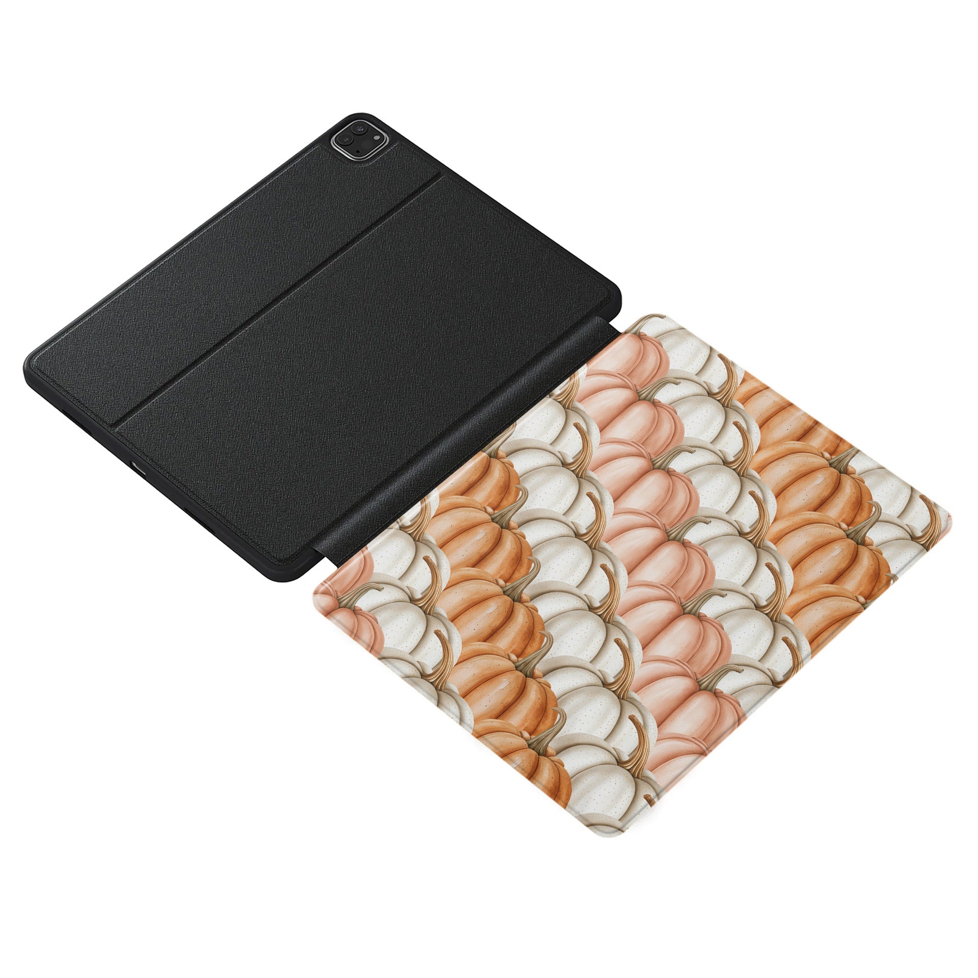 Pumpkin Pile Up iPad Case with pumpkin design and Apple Pencil holder
