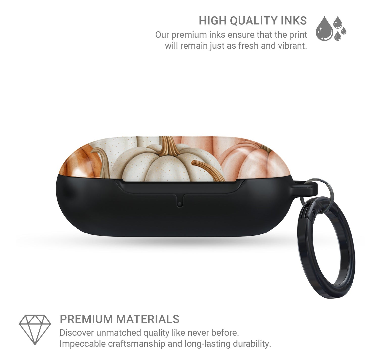 Protective Samsung Buds Pro case with autumn pumpkin print