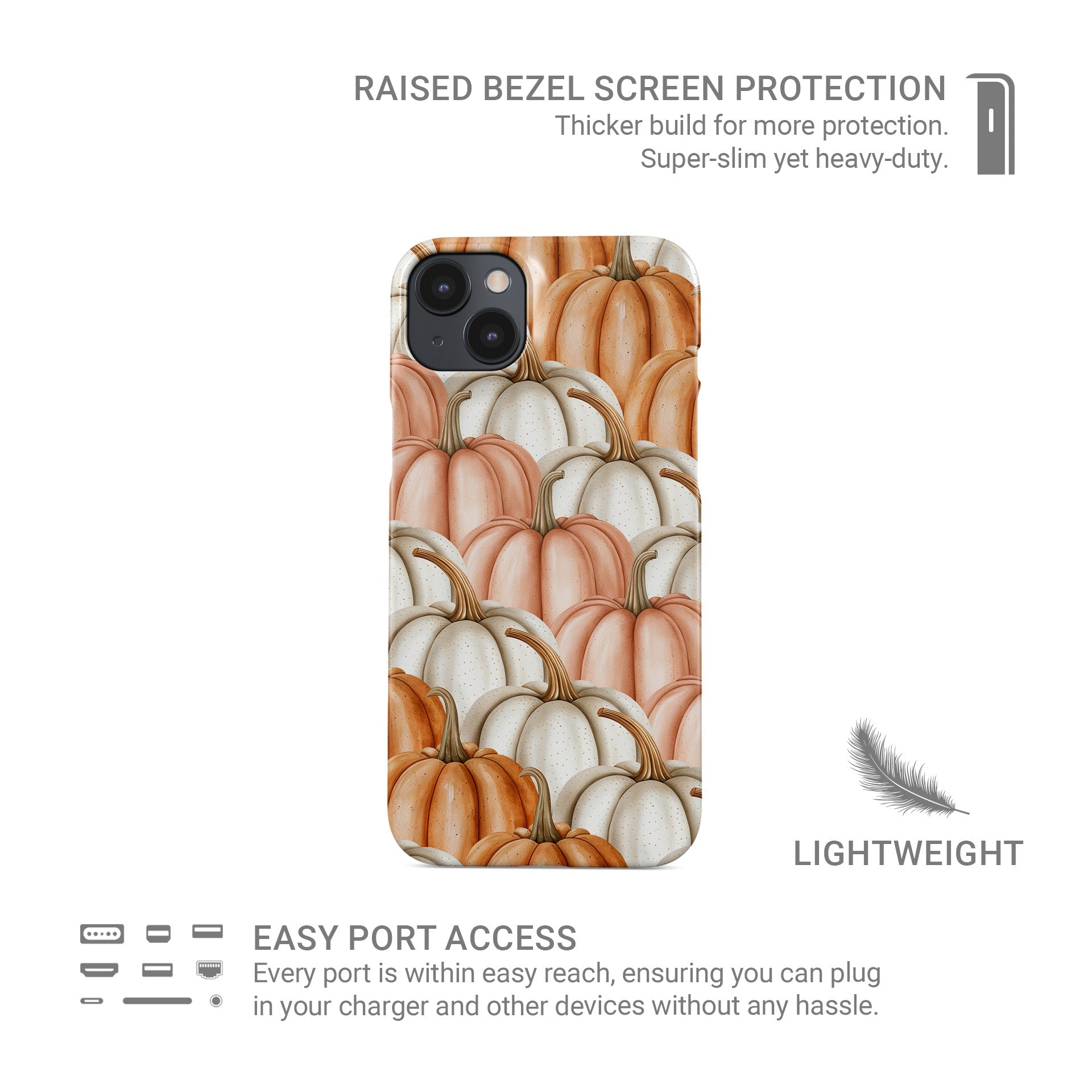 Aesthetic snap phone case with pumpkin pattern