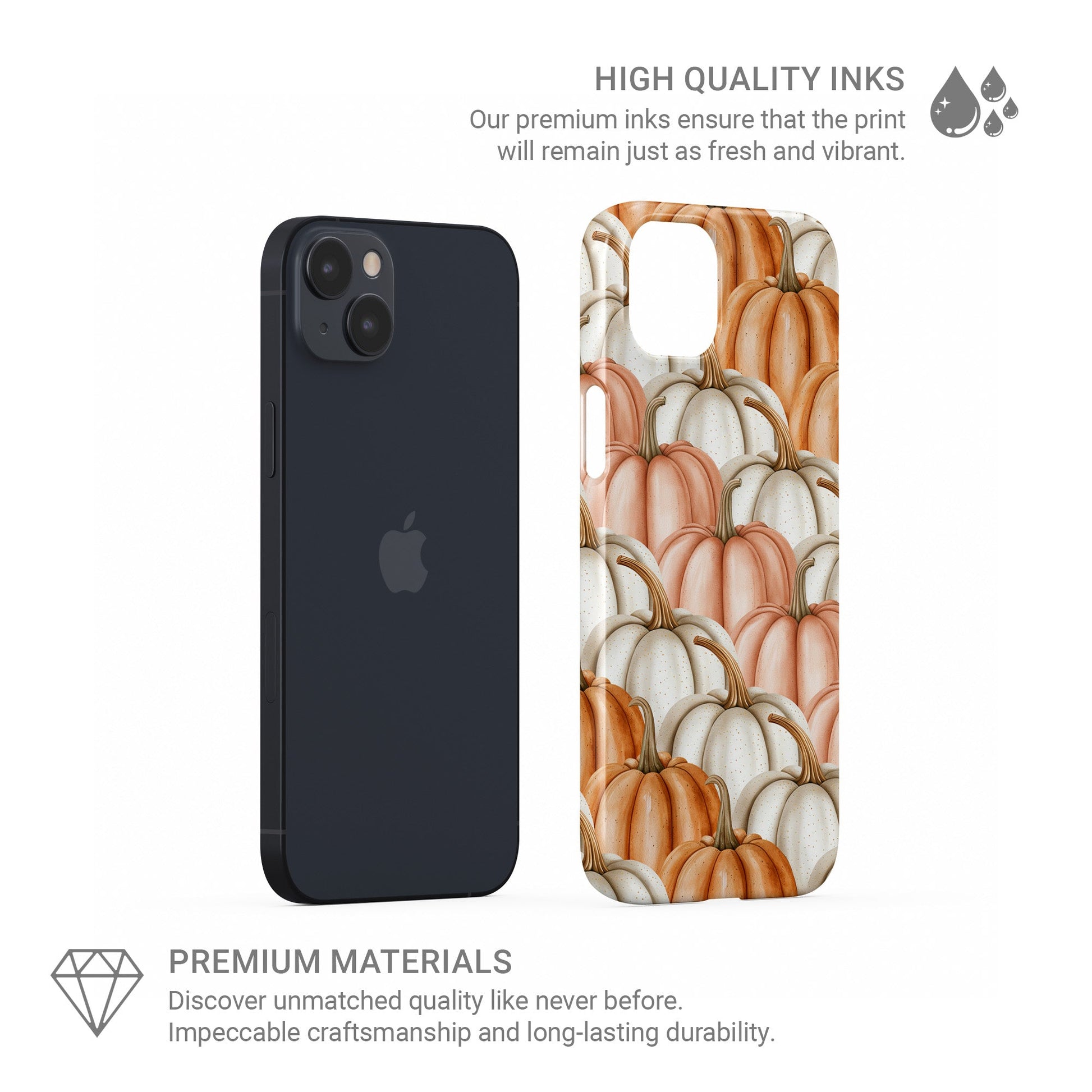 Aesthetic snap phone case with pumpkin pattern
