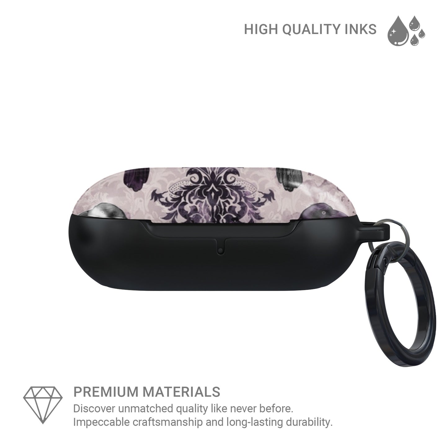 Raven’s Promise Samsung Buds Tough Case with raven artwork, glossy finish, and slim, impact-resistant shell.
