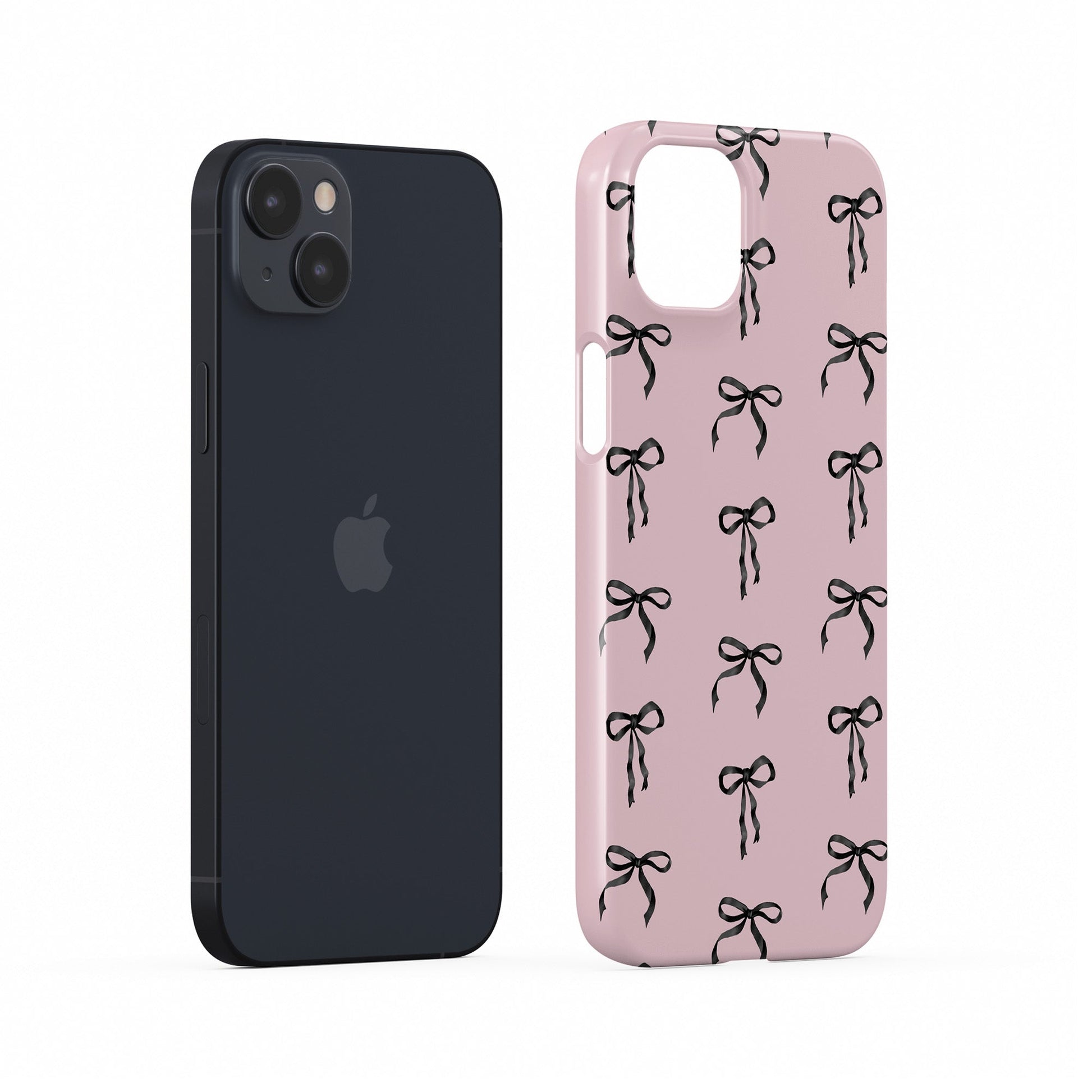 Slim pink Snap phone case featuring satin bow design