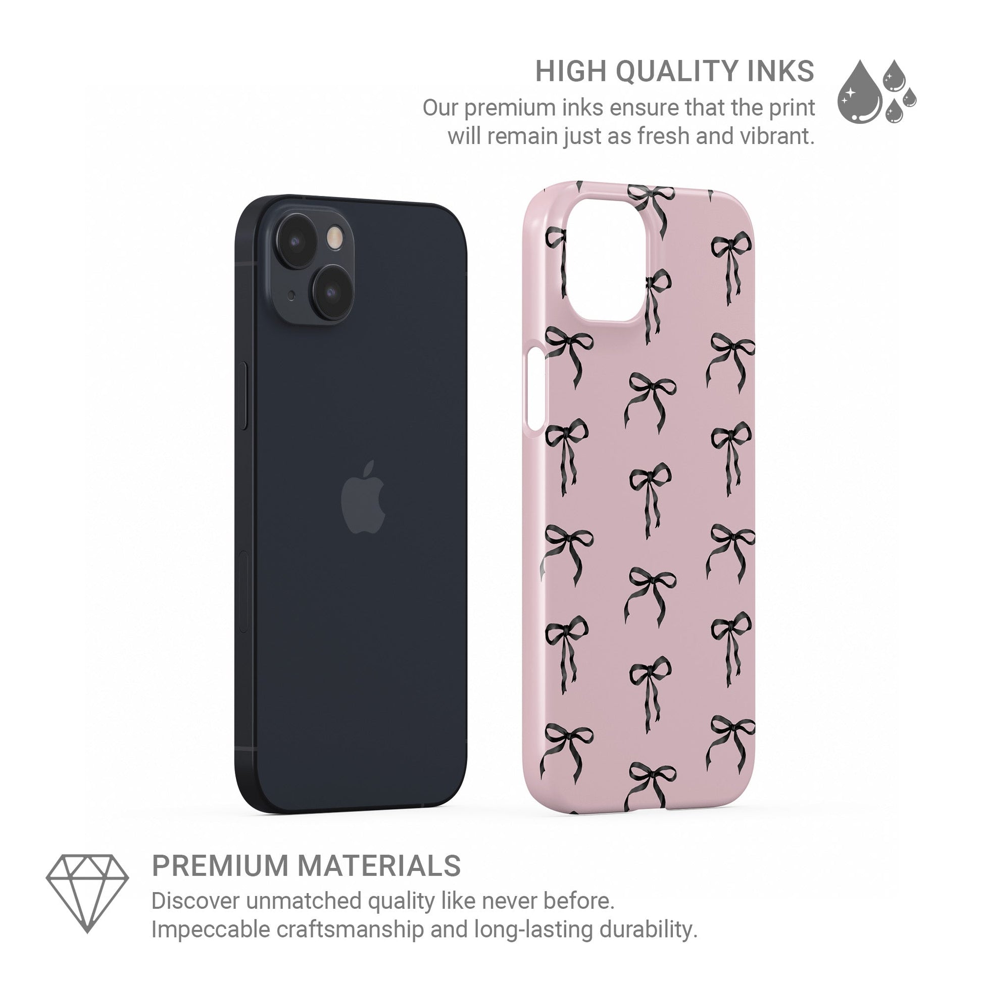 Slim pink Snap phone case featuring satin bow design