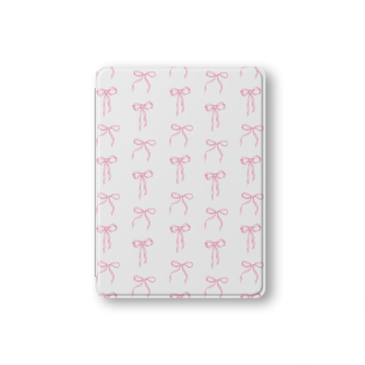 iPad case with Apple Pencil holder in blush pink bow design